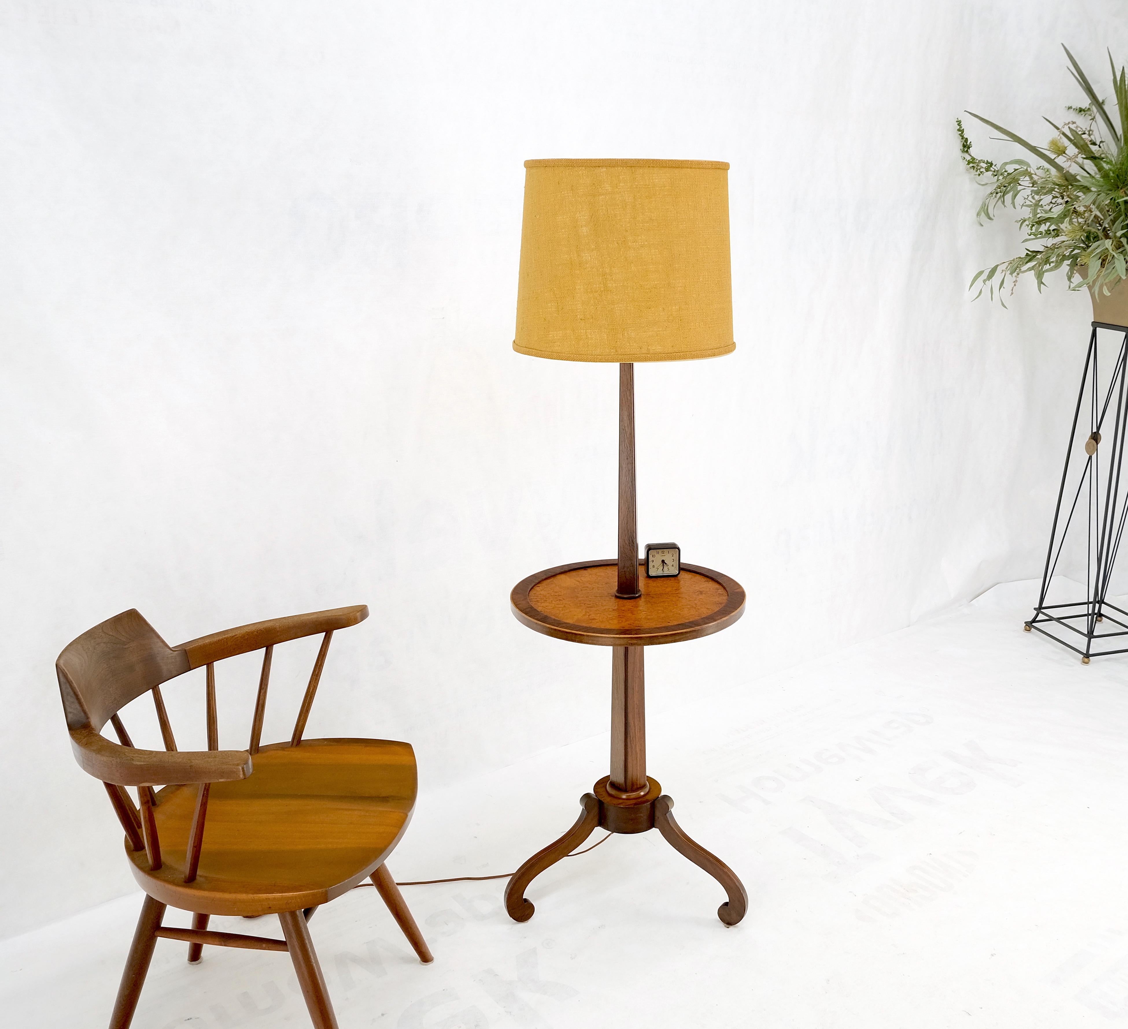 Rosewood & Burl Wood Tripod Base Side Table Regency Style Floor Lamp Mint For Sale 1
