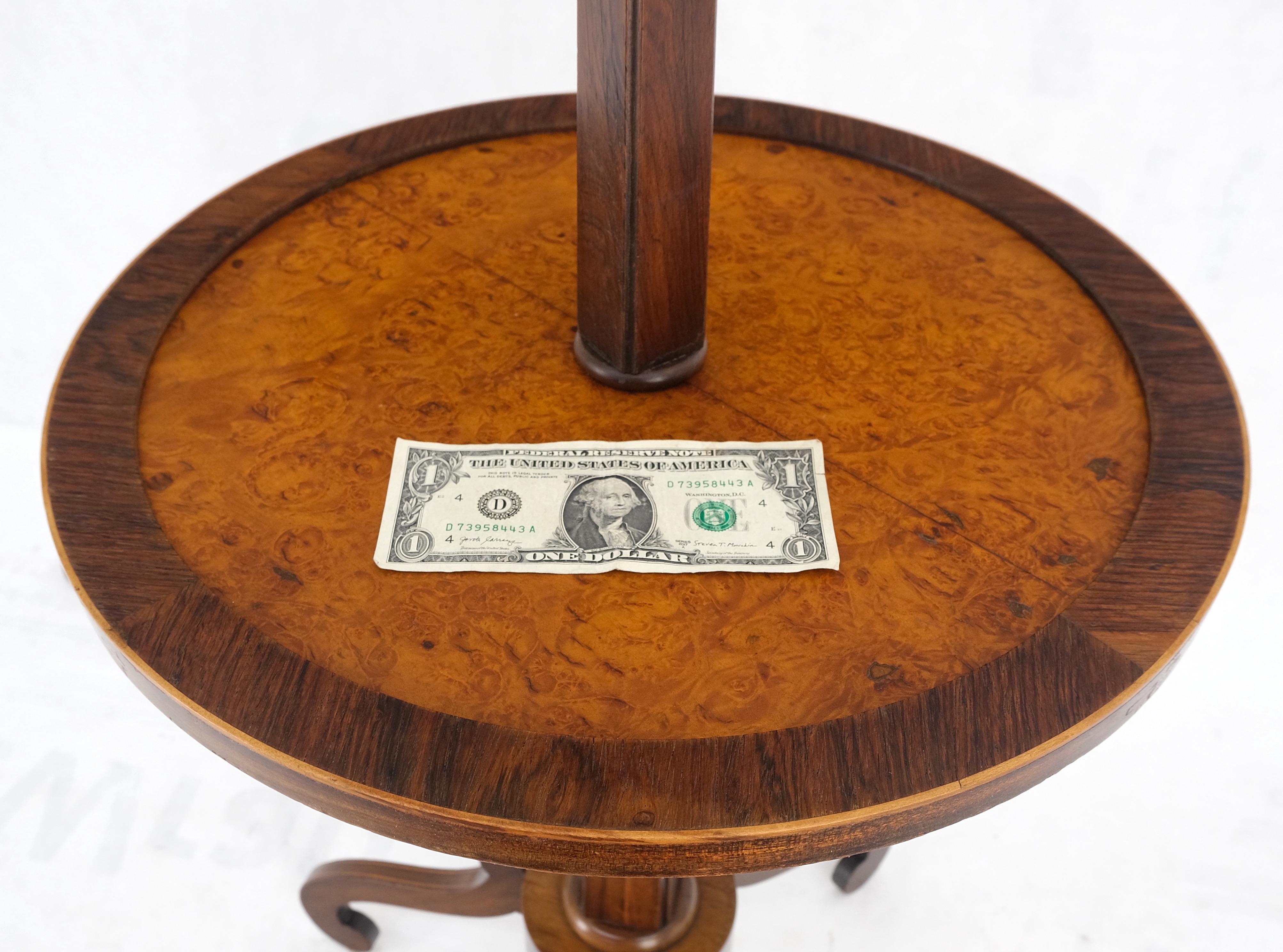 Américain Table d'appoint à base tripode en bois de rose et ronce de bois Lampe à pied de style Regency MINT ! en vente