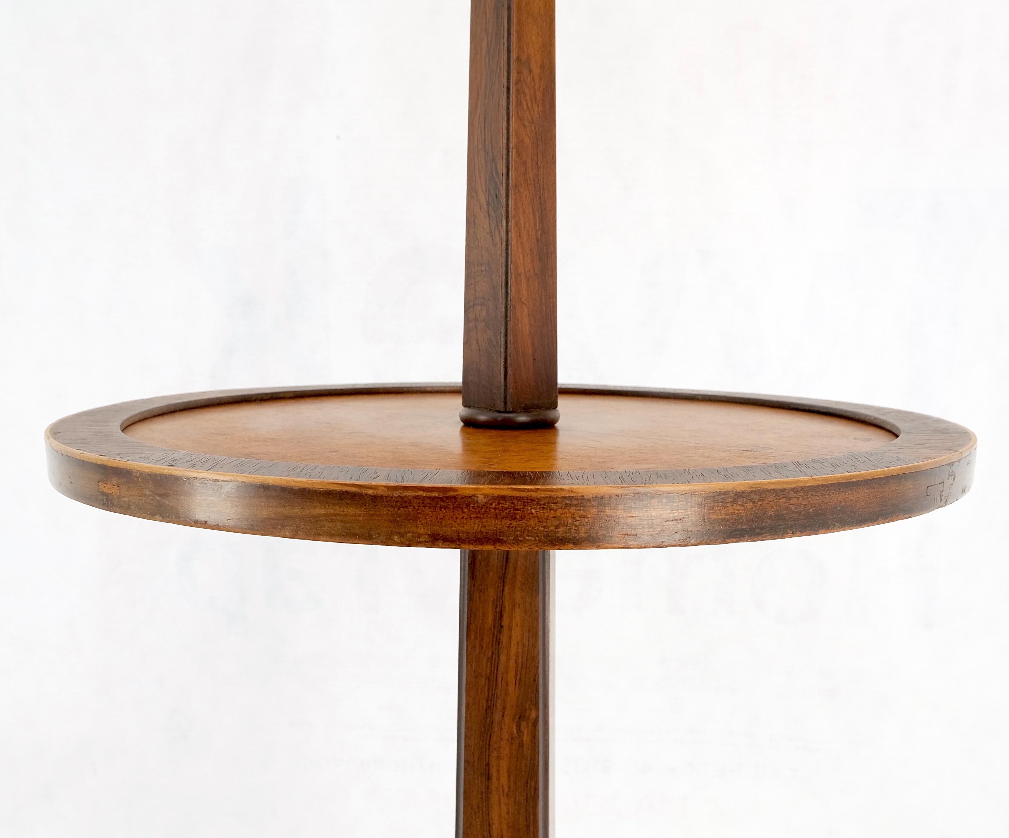 American Rosewood & Burl Wood Tripod Base Side Table Regency Style Floor Lamp Mint For Sale