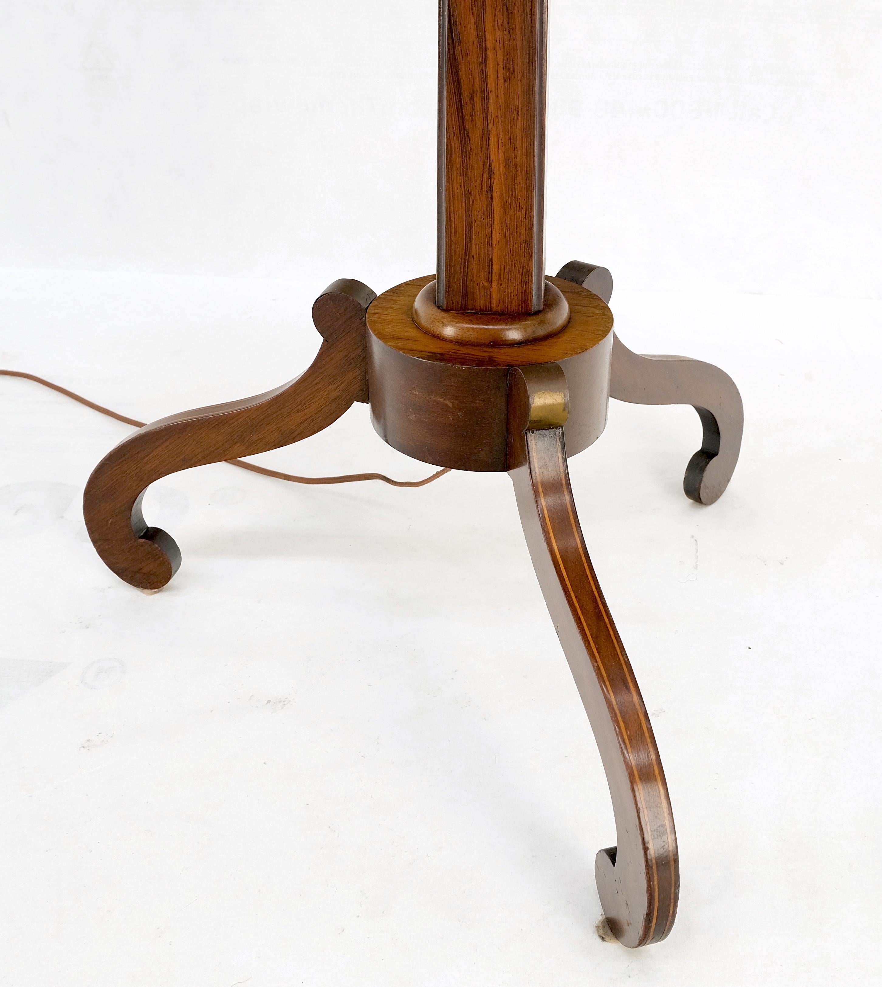 Lacquered Rosewood & Burl Wood Tripod Base Side Table Regency Style Floor Lamp Mint For Sale