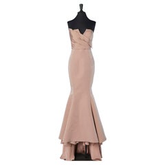 Rosewood bustier evening dress with drag