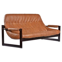 Rosewood & Butterscotch Leather MP-163 "Earth" 3-Seater Sofa by Percival Lafer
