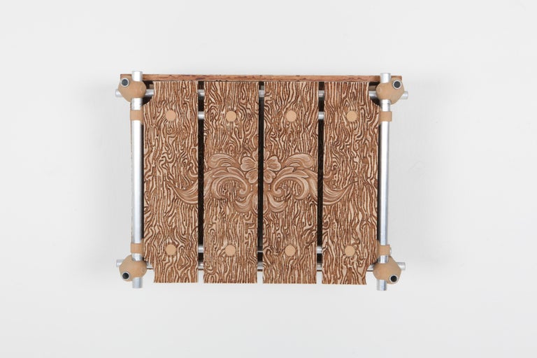 Functional art meets contemporary design with the ‘Rosewood Cabinet’ by design duo Janne Schimmel (Dutch) and Moreno Schweikle (German). Featuring 3D printed elements combined with traditional craftsmanship techniques set inside an aluminium frame,