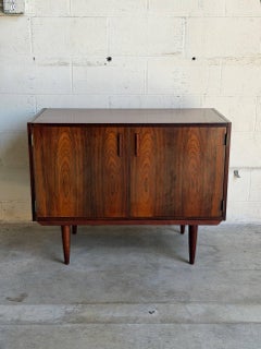 Rosewood Cabinet Storage Unit with Hinged Doors Denmark Mid-Century Modern 1960s