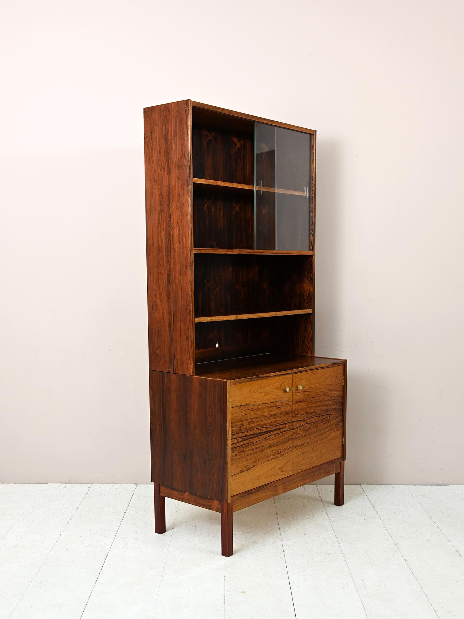 Scandinavian Rosewood Cabinet with Display Cabinet For Sale
