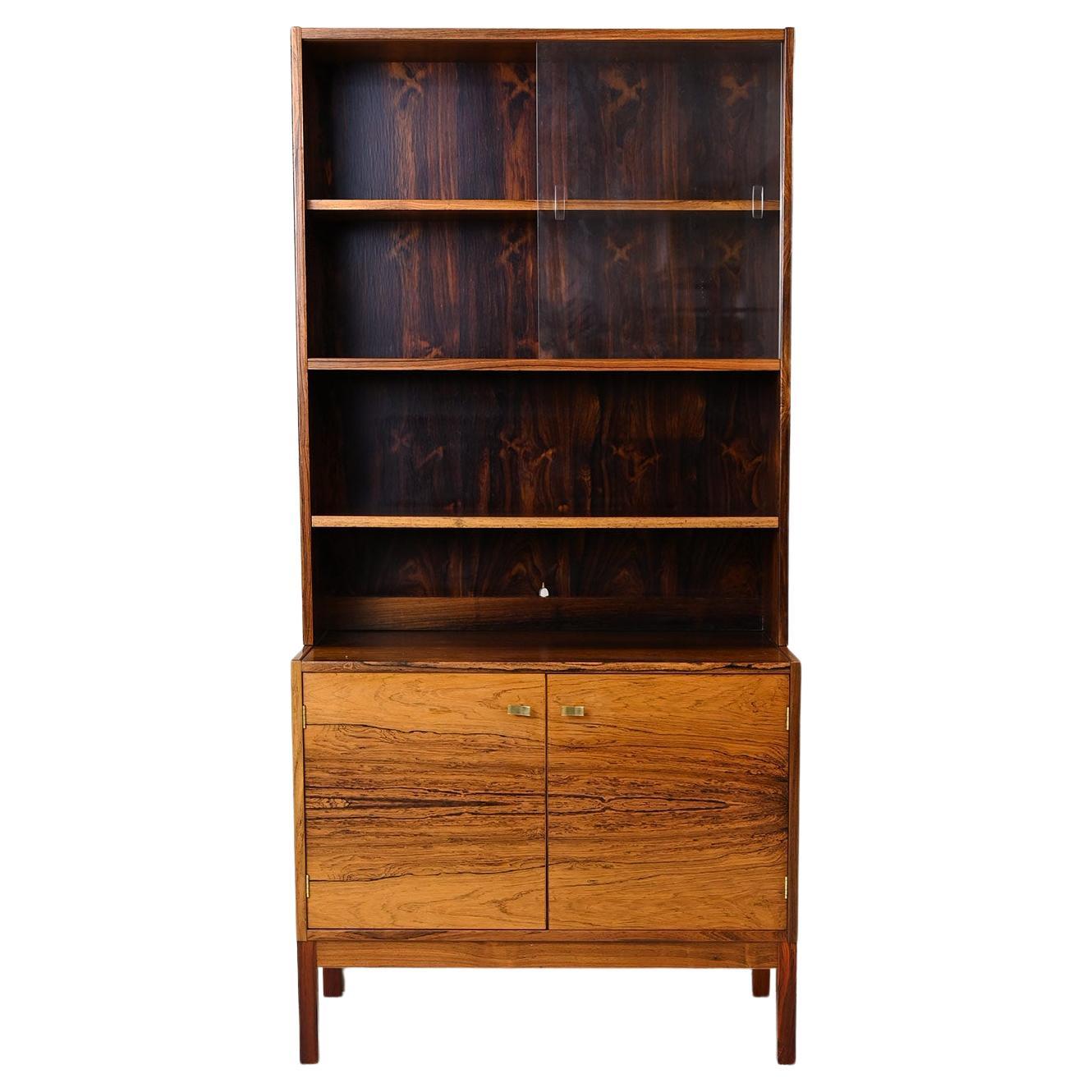 Rosewood Cabinet with Display Cabinet For Sale