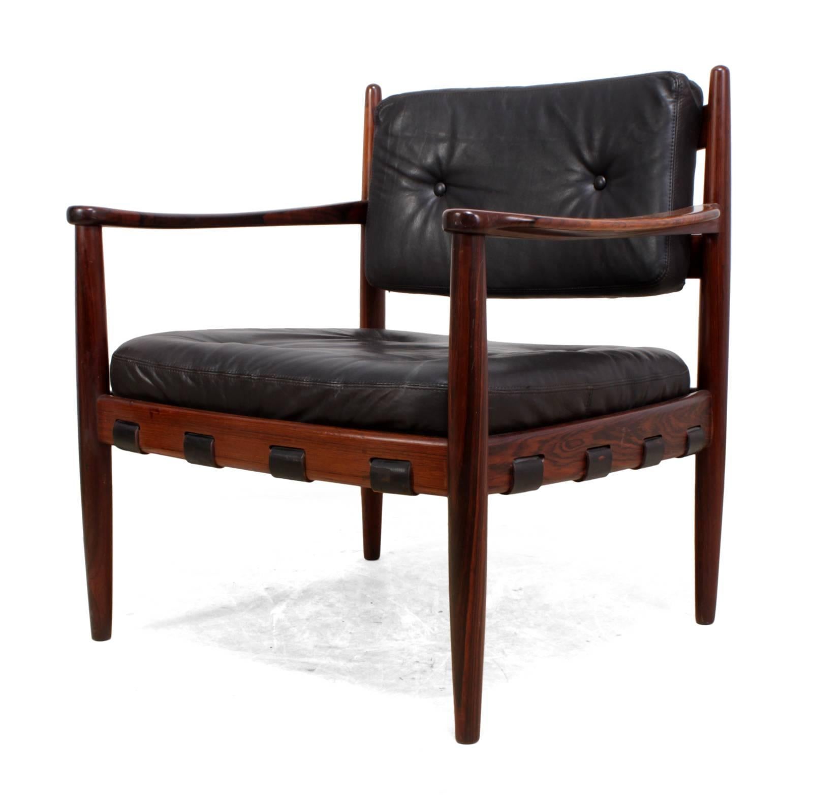 Leather Rosewood Cadett Lounge Chair by Eric Merthen, circa 1960