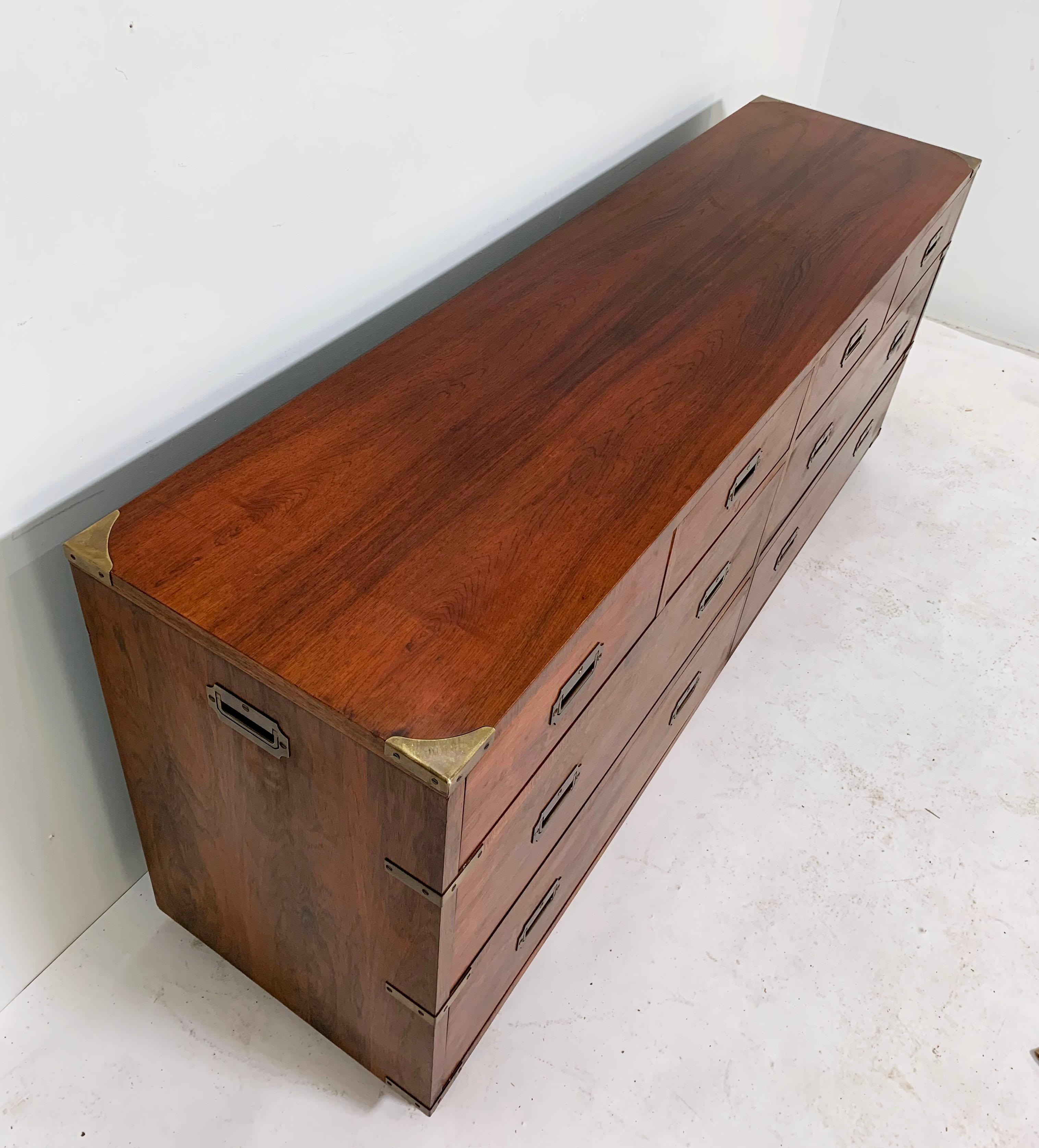 British Rosewood Campaign Chest by John Stuart of New York, circa 1950s