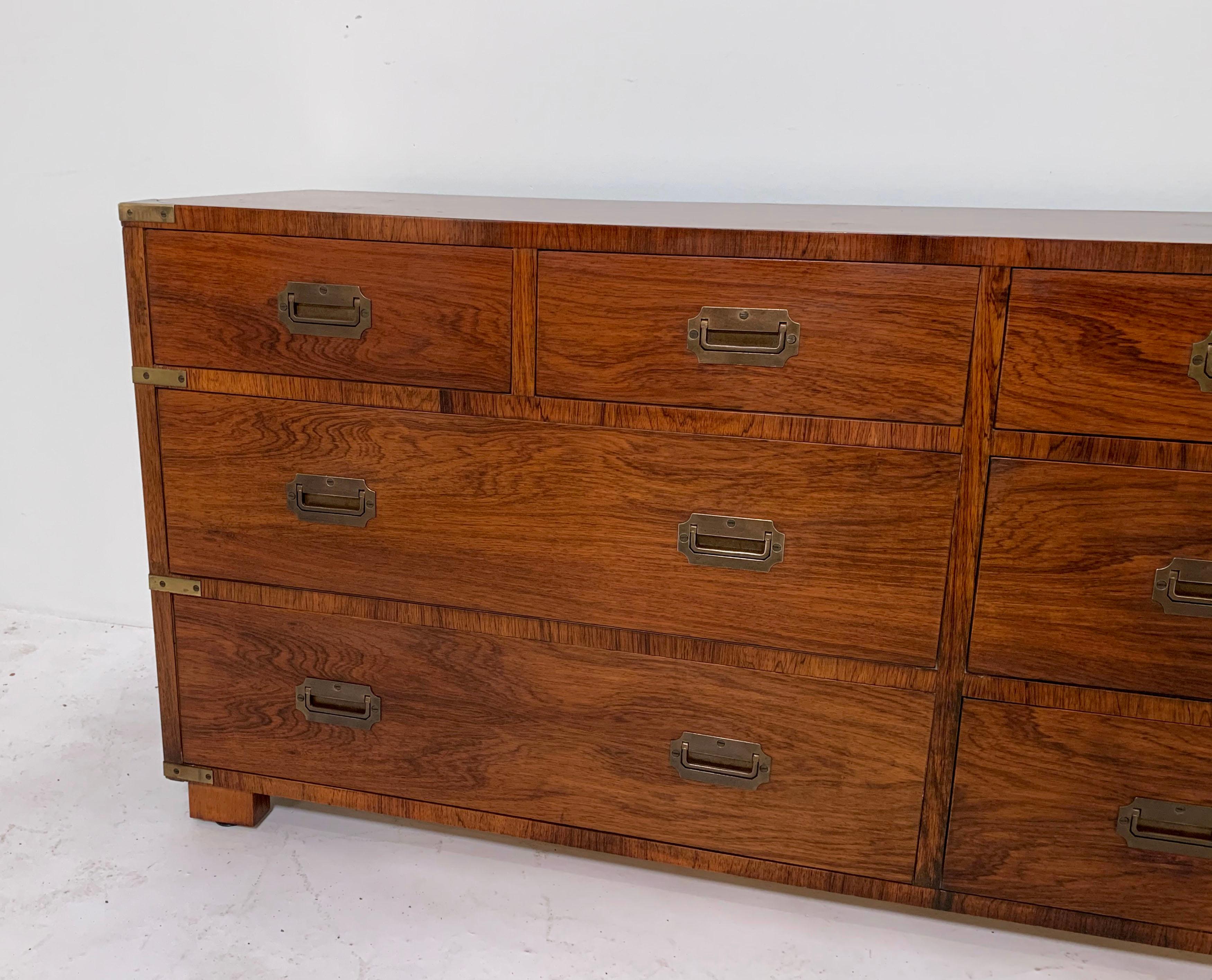 Mid-20th Century Rosewood Campaign Chest by John Stuart of New York, circa 1950s