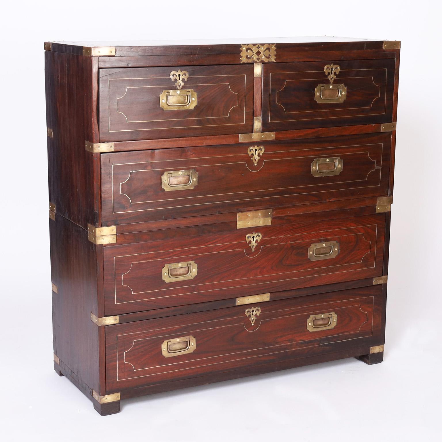 Indian Rosewood Campaign Chest of Drawers