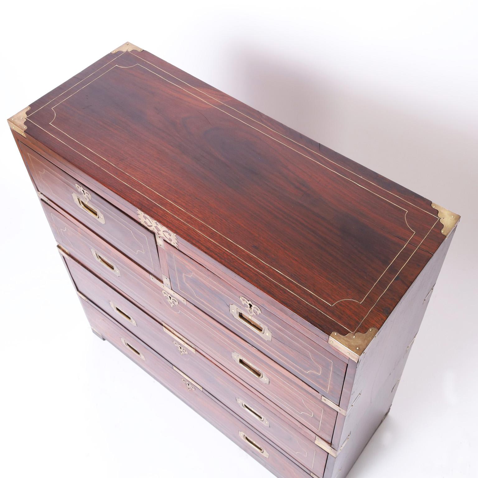 Inlay Rosewood Campaign Chest of Drawers