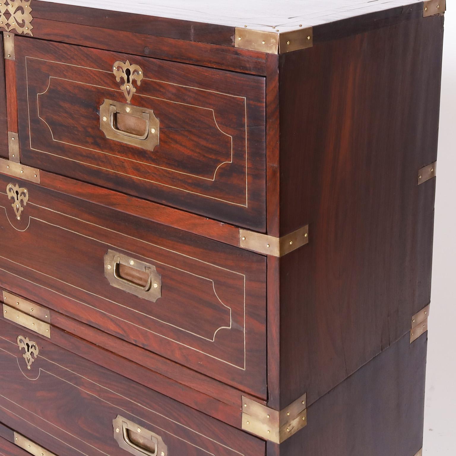 19th Century Rosewood Campaign Chest of Drawers