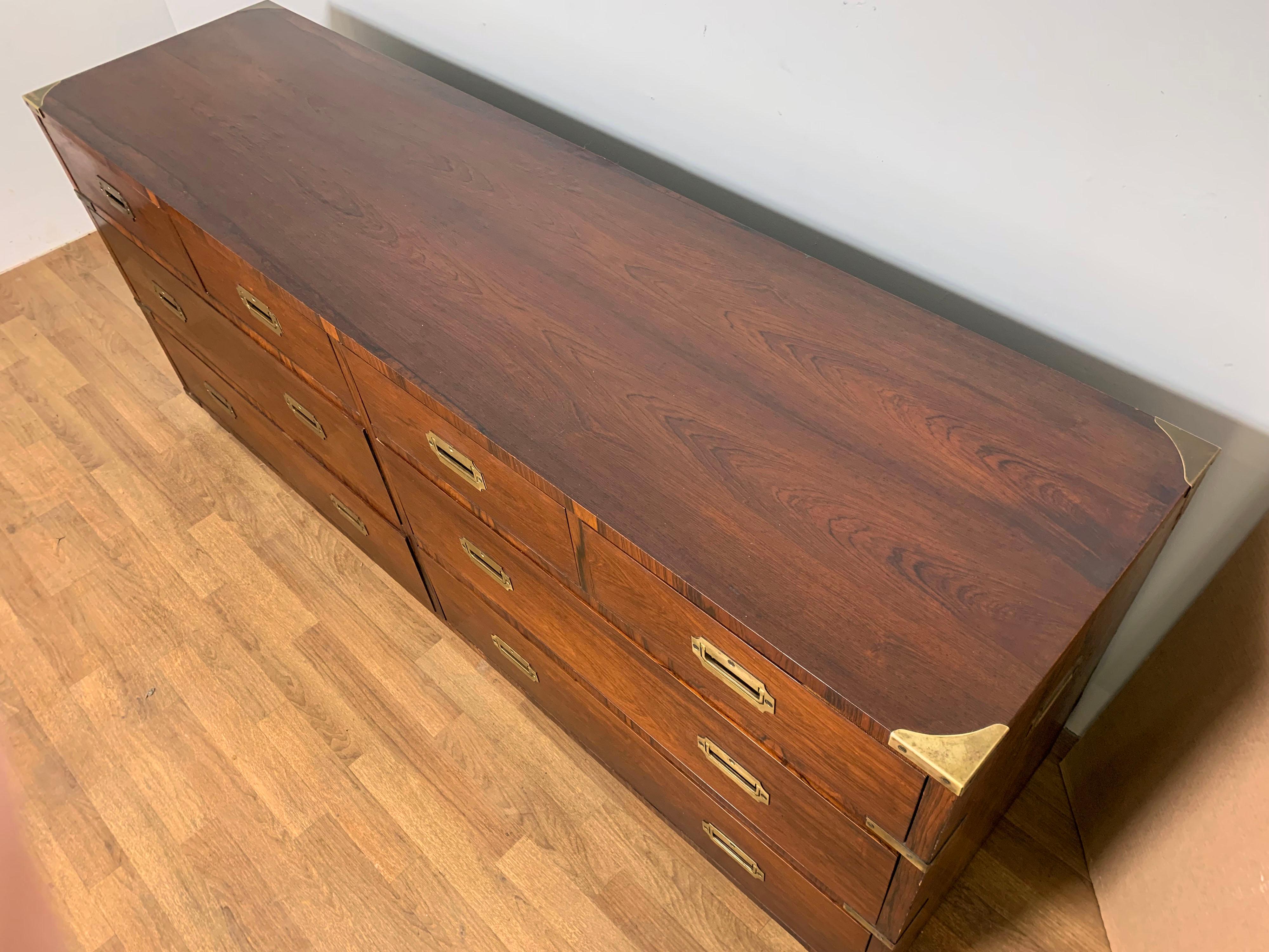 British Rosewood Campaign Chest of Eight Drawers by John Stuart, circa 1950s