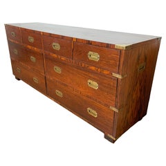 Rosewood Campaign Chest of Eight Drawers by John Stuart, circa 1950s