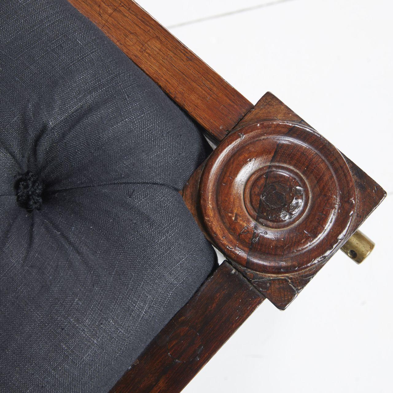 Antique campaign daybed ottoman centre stool 1