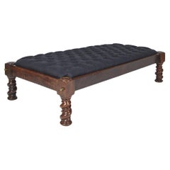 Antique campaign daybed ottoman centre stool