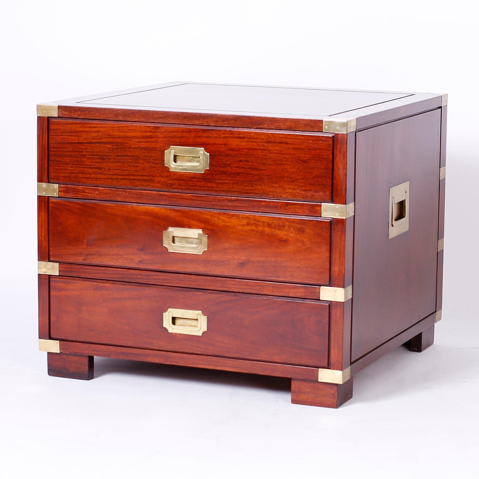 British Colonial Rosewood Campaign Style Nightstands or Chests