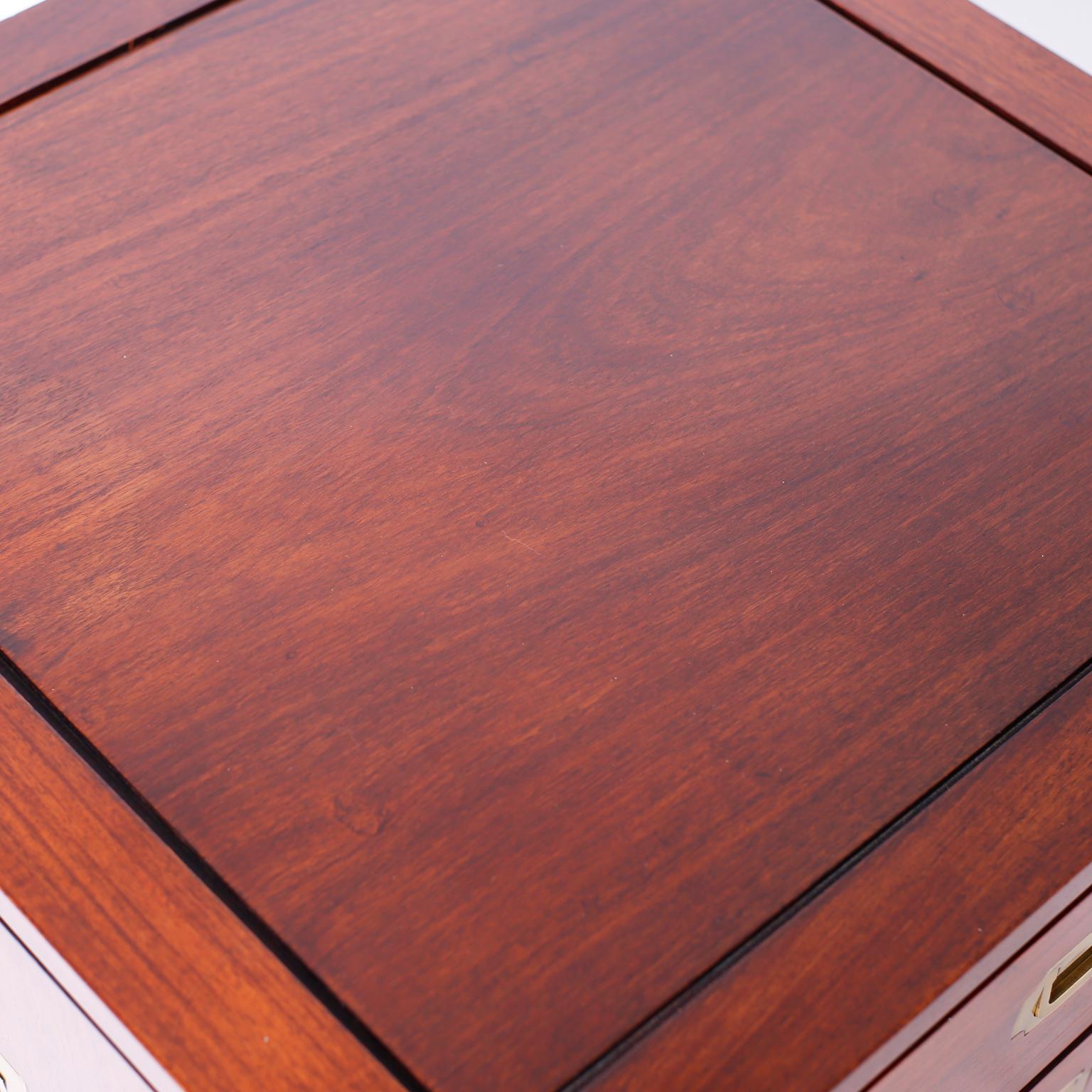 Rosewood Campaign Style Nightstands or Chests In Good Condition In Palm Beach, FL