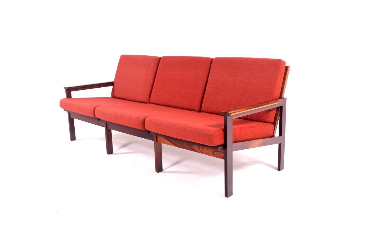 Mid-Century Modern Rosewood Capella Three-Seat Sofa by Illum Wikkelso for Niels Eilersen