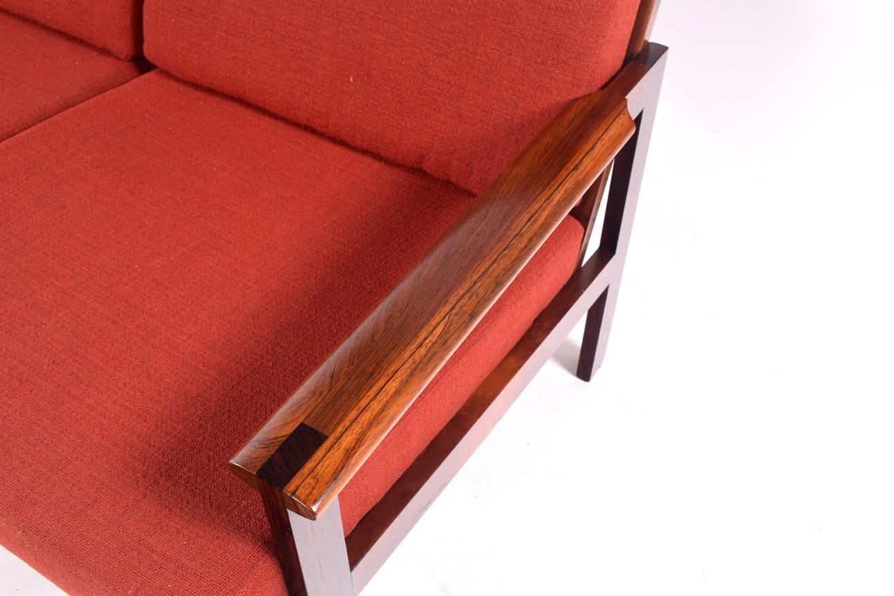 Danish Rosewood Capella Three-Seat Sofa by Illum Wikkelso for Niels Eilersen