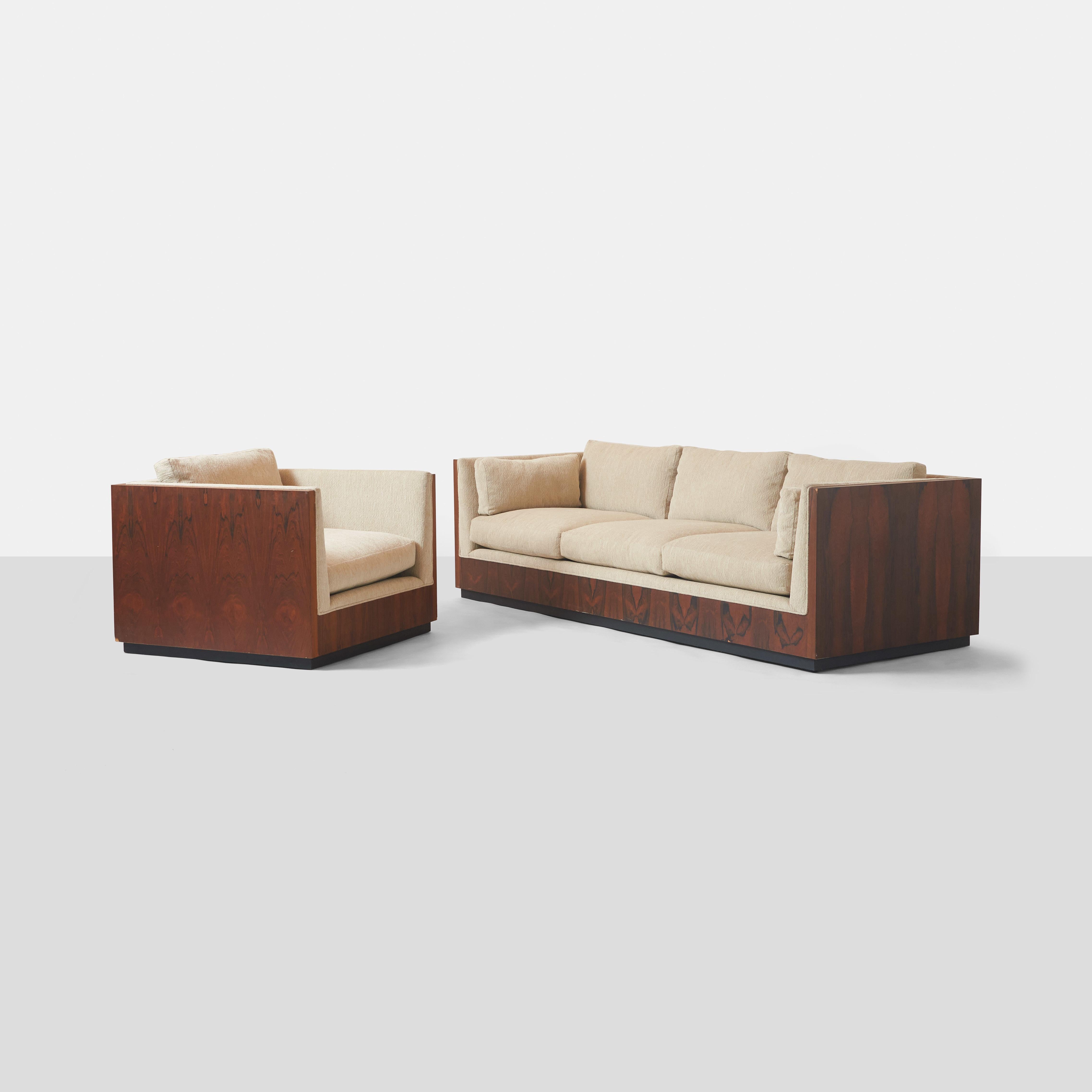 Modern Rosewood Case Sofa by Milo Baughman For Sale