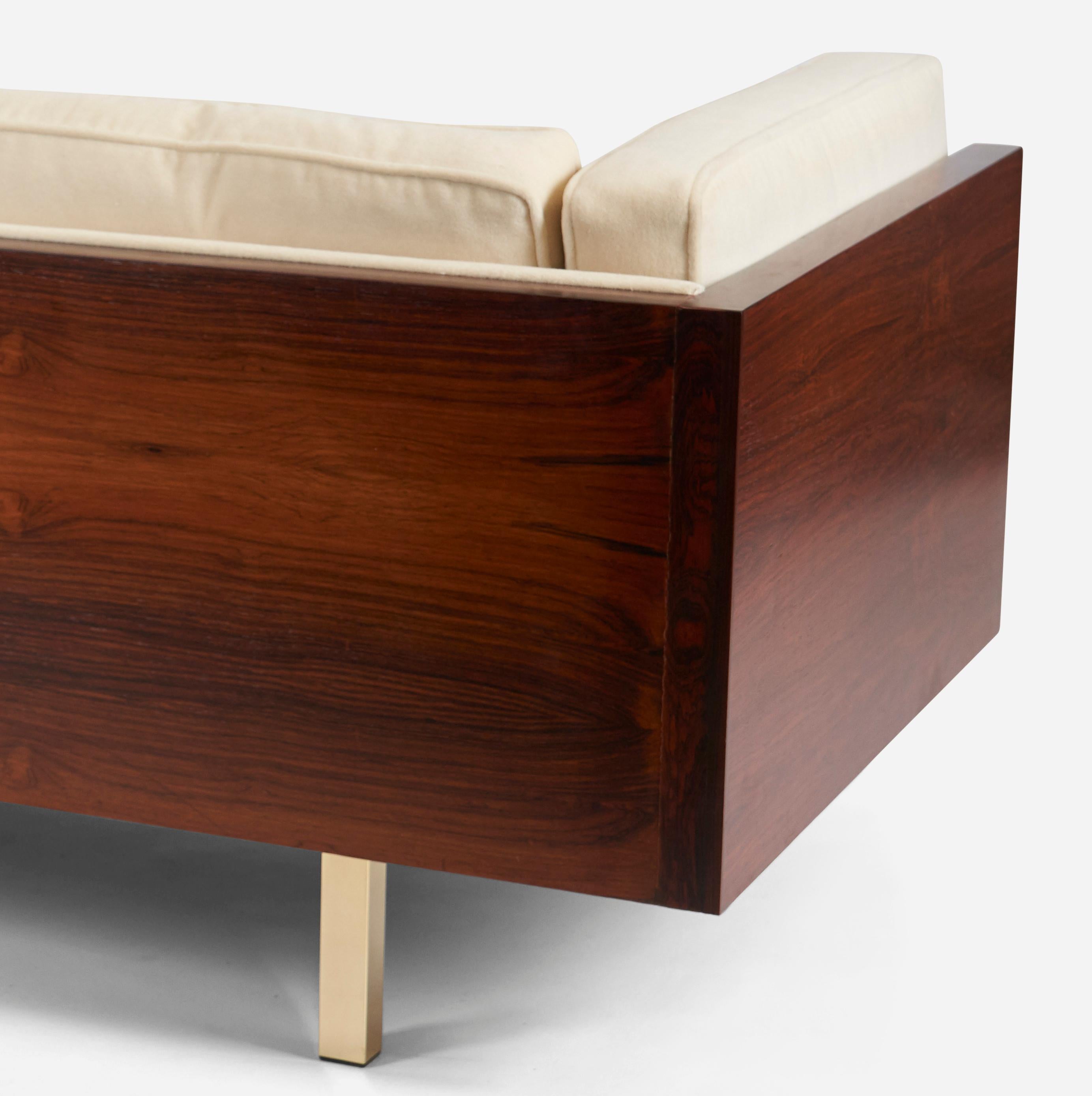 Milo Baughman Rosewood Case Sofa Model #2165 on Brass Legs 2