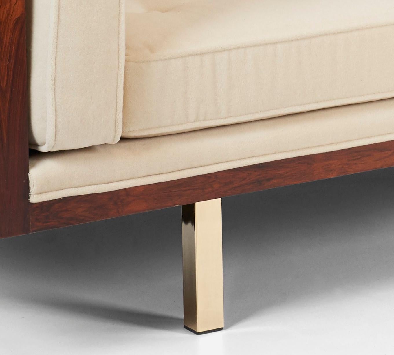 Milo Baughman Rosewood Case Sofa Model #2165 on Brass Legs 1