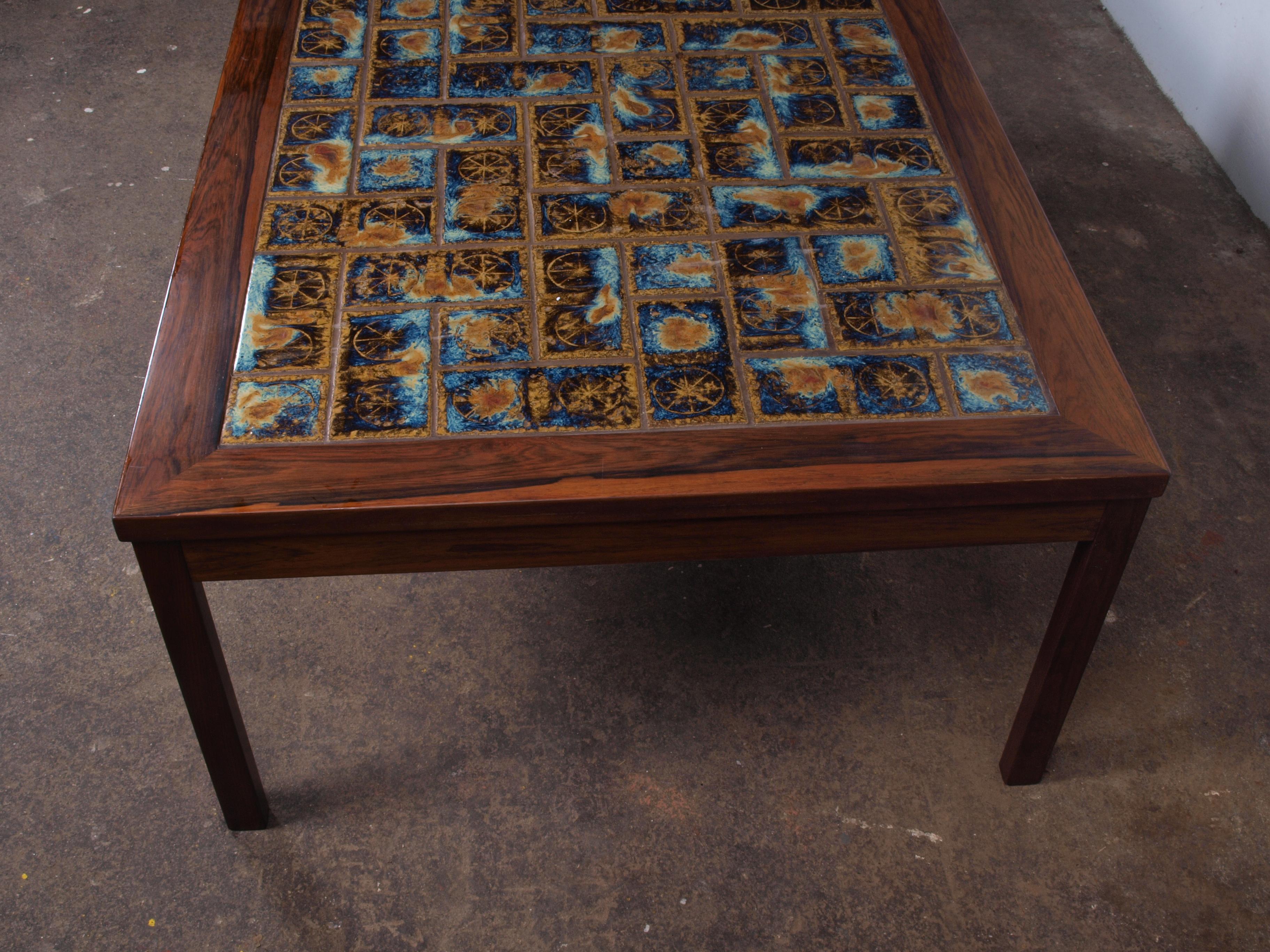 Rosewood ceramic coffee table, Denmark 1960s For Sale 11
