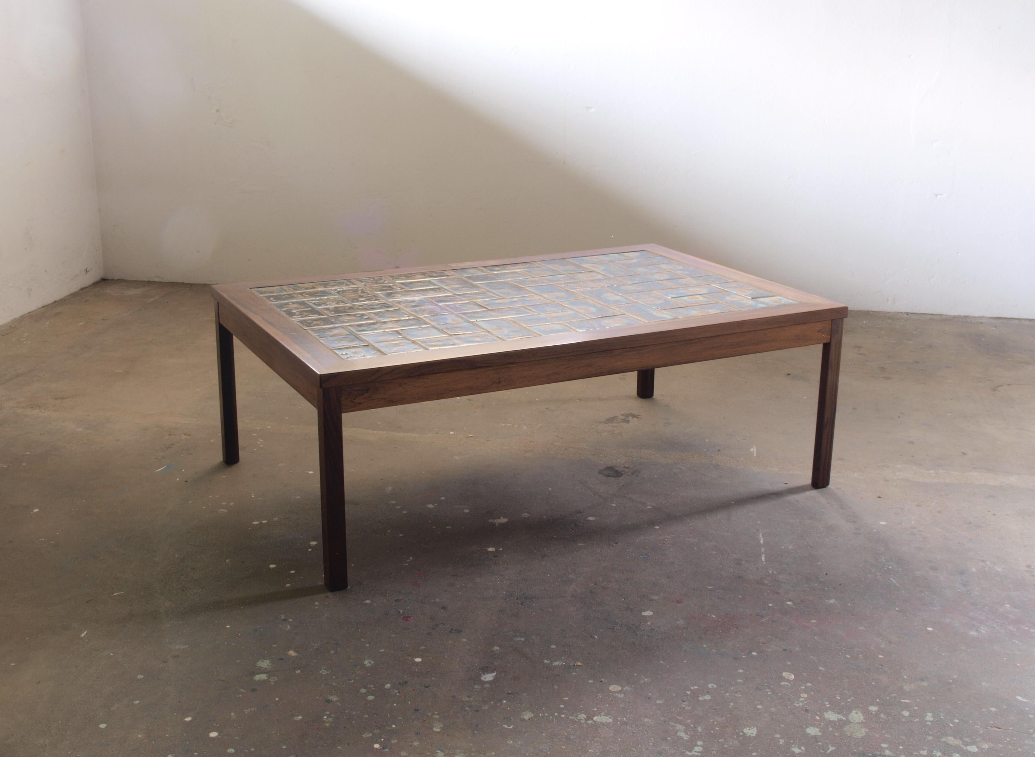 Mid-Century Modern Rosewood ceramic coffee table, Denmark 1960s For Sale