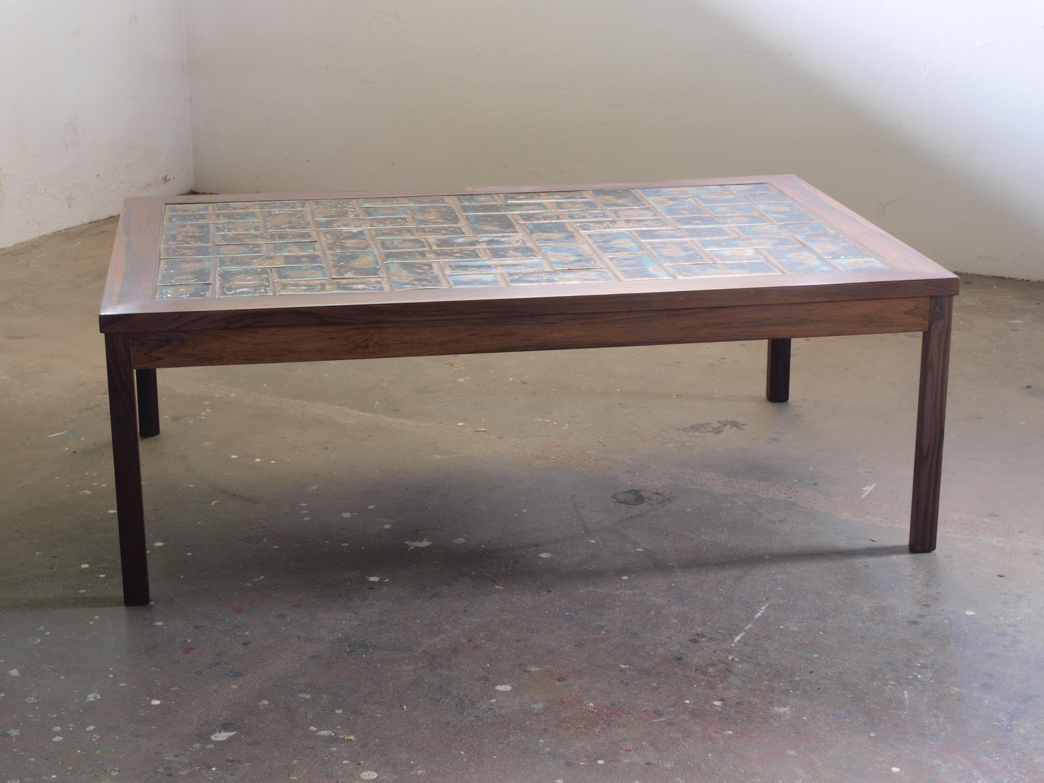 Rosewood ceramic coffee table, Denmark 1960s In Good Condition For Sale In Store Heddinge, DK