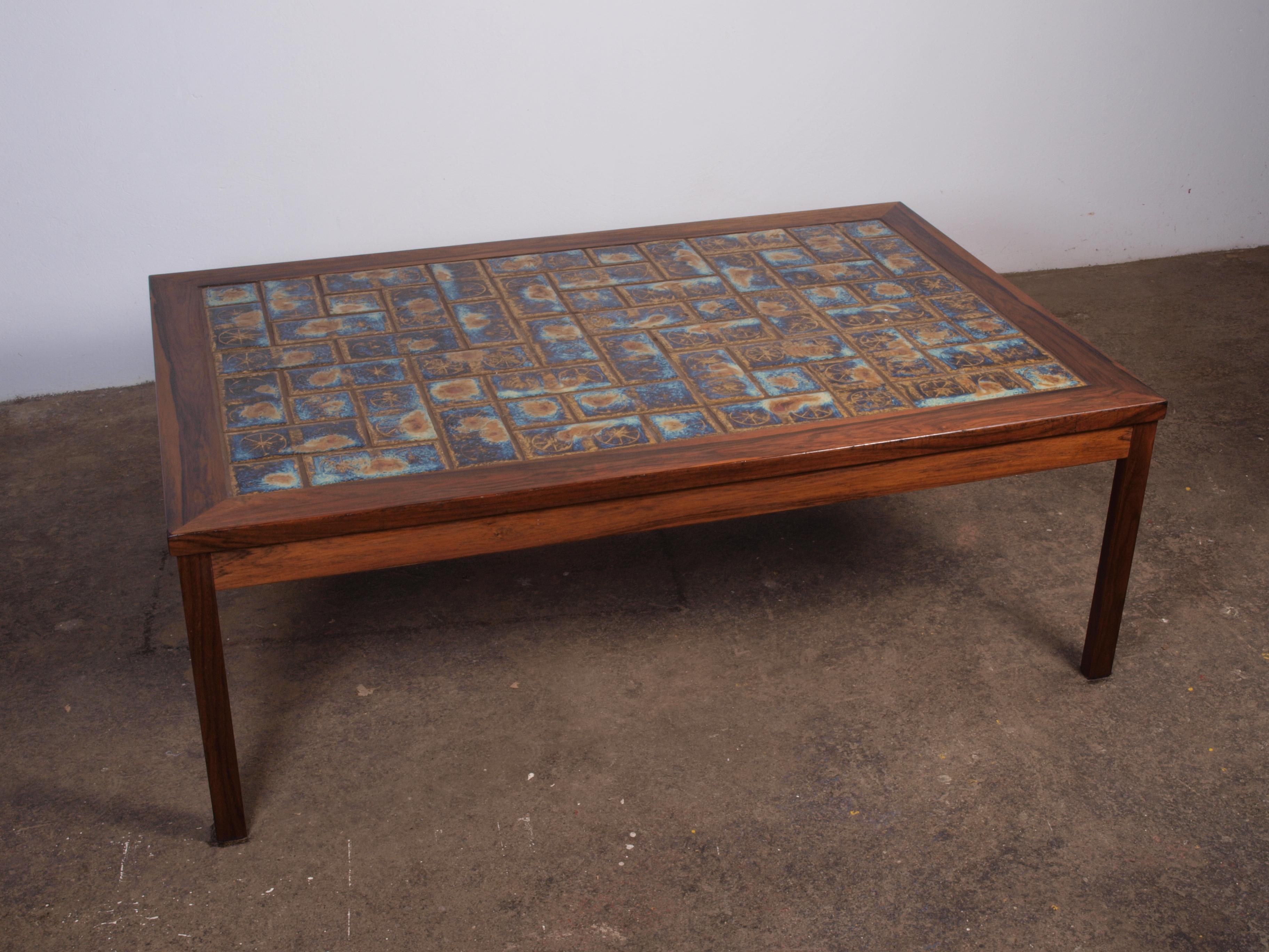 Mid-20th Century Rosewood ceramic coffee table, Denmark 1960s For Sale