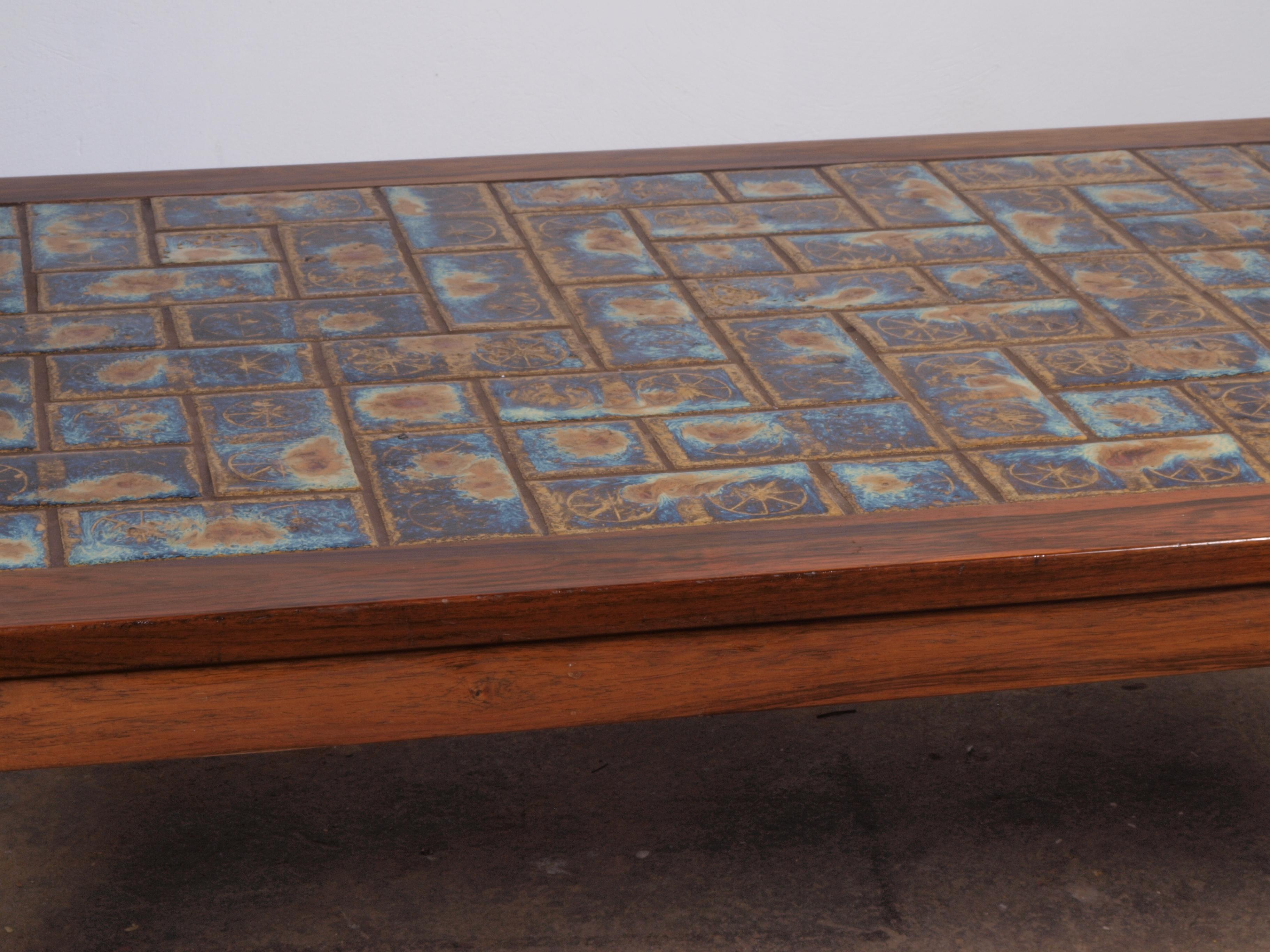 Rosewood ceramic coffee table, Denmark 1960s For Sale 1