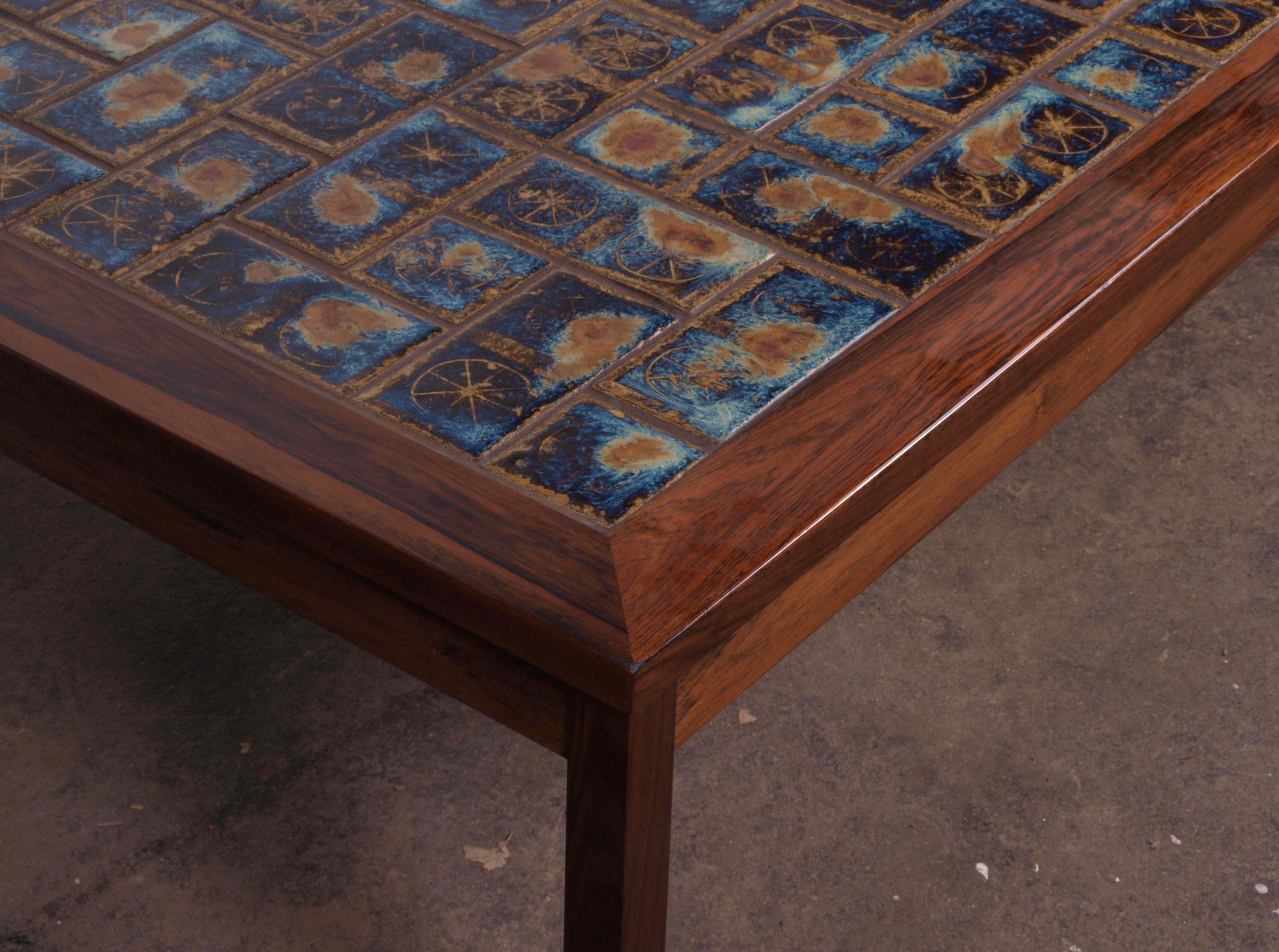 Rosewood ceramic coffee table, Denmark 1960s For Sale 2