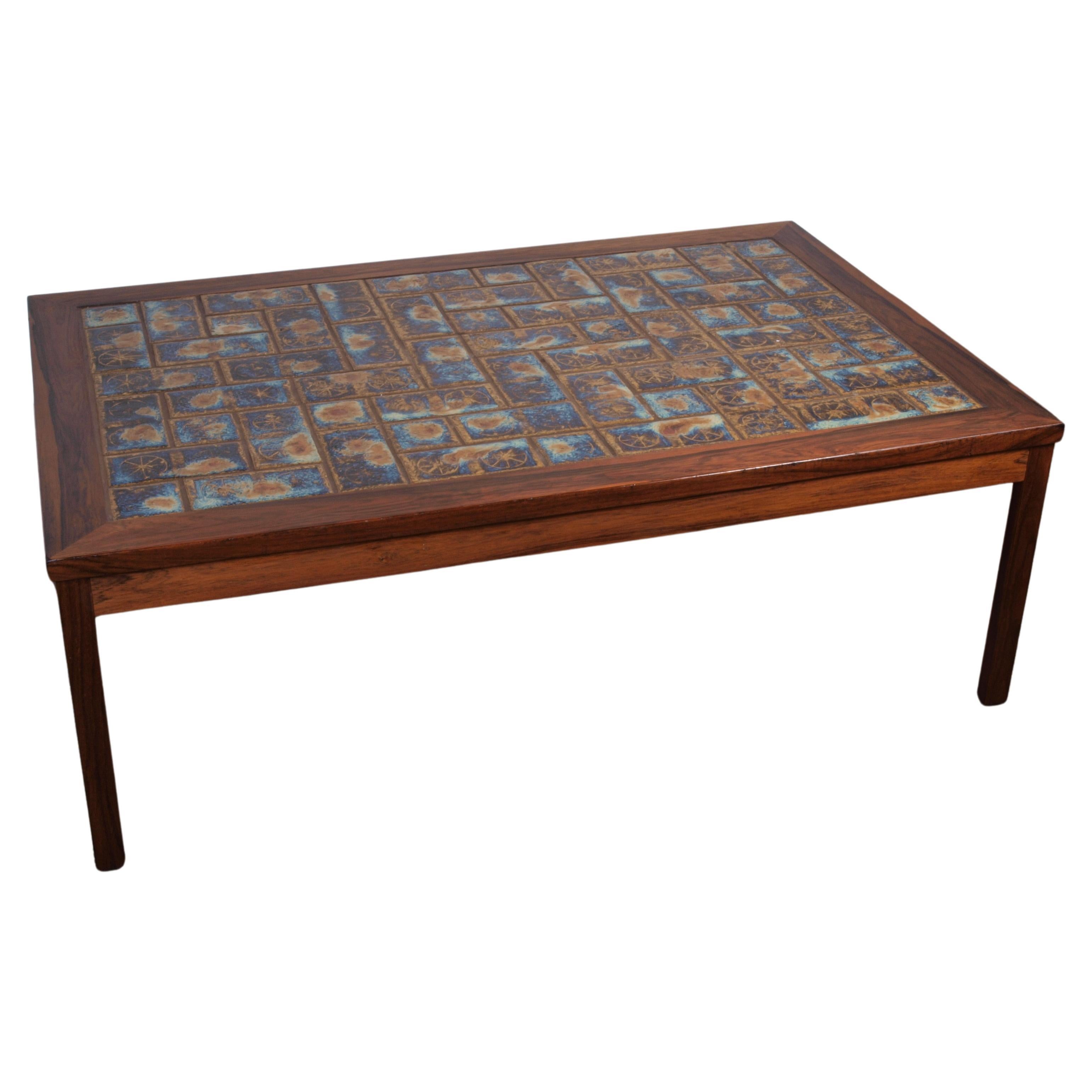 Rosewood ceramic coffee table, Denmark 1960s For Sale