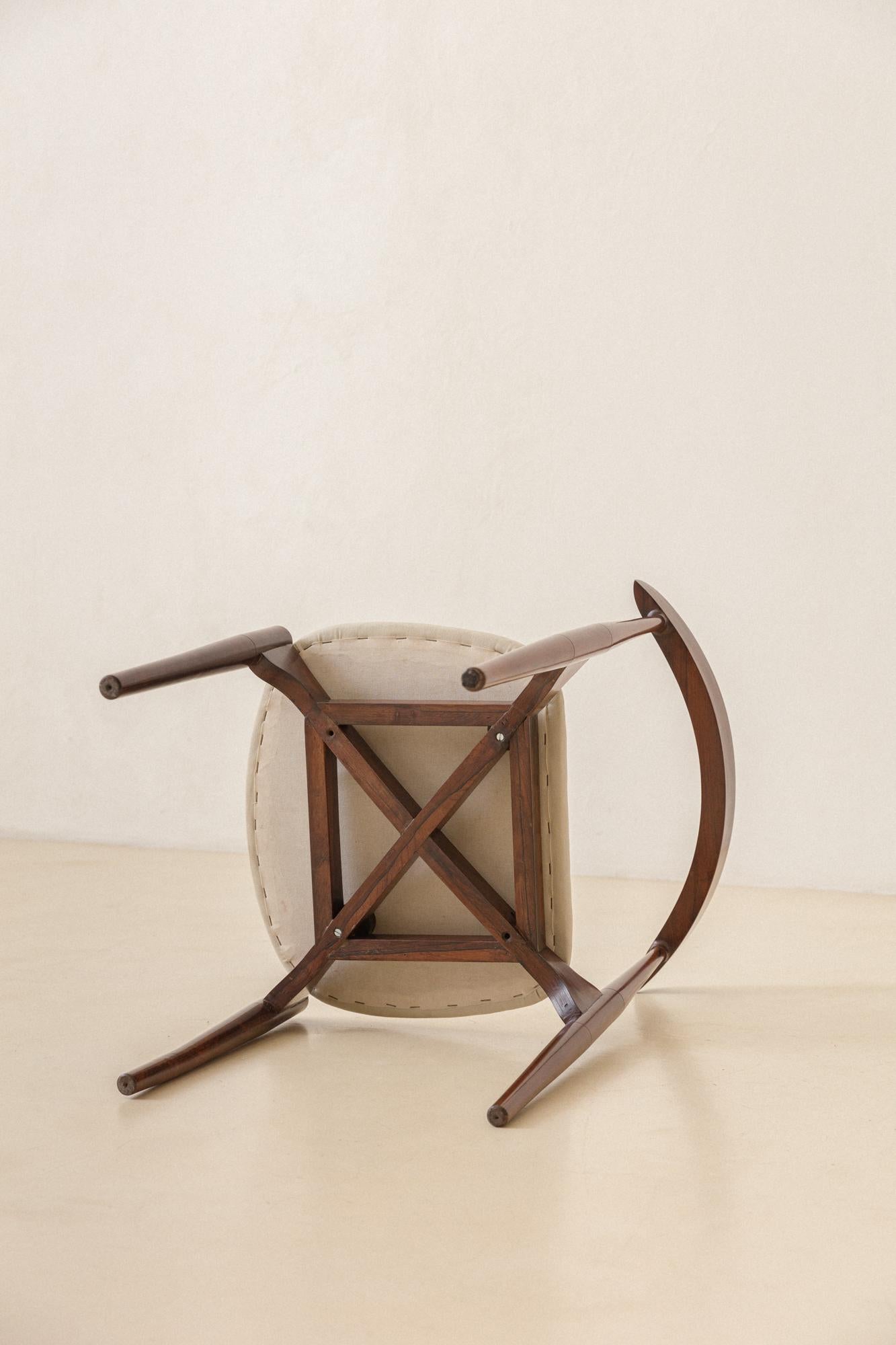 Chaise en bois de rose, Carlo Fongaro, années 1950, bois de rose, design brésilien du milieu du siècle dernier en vente 3
