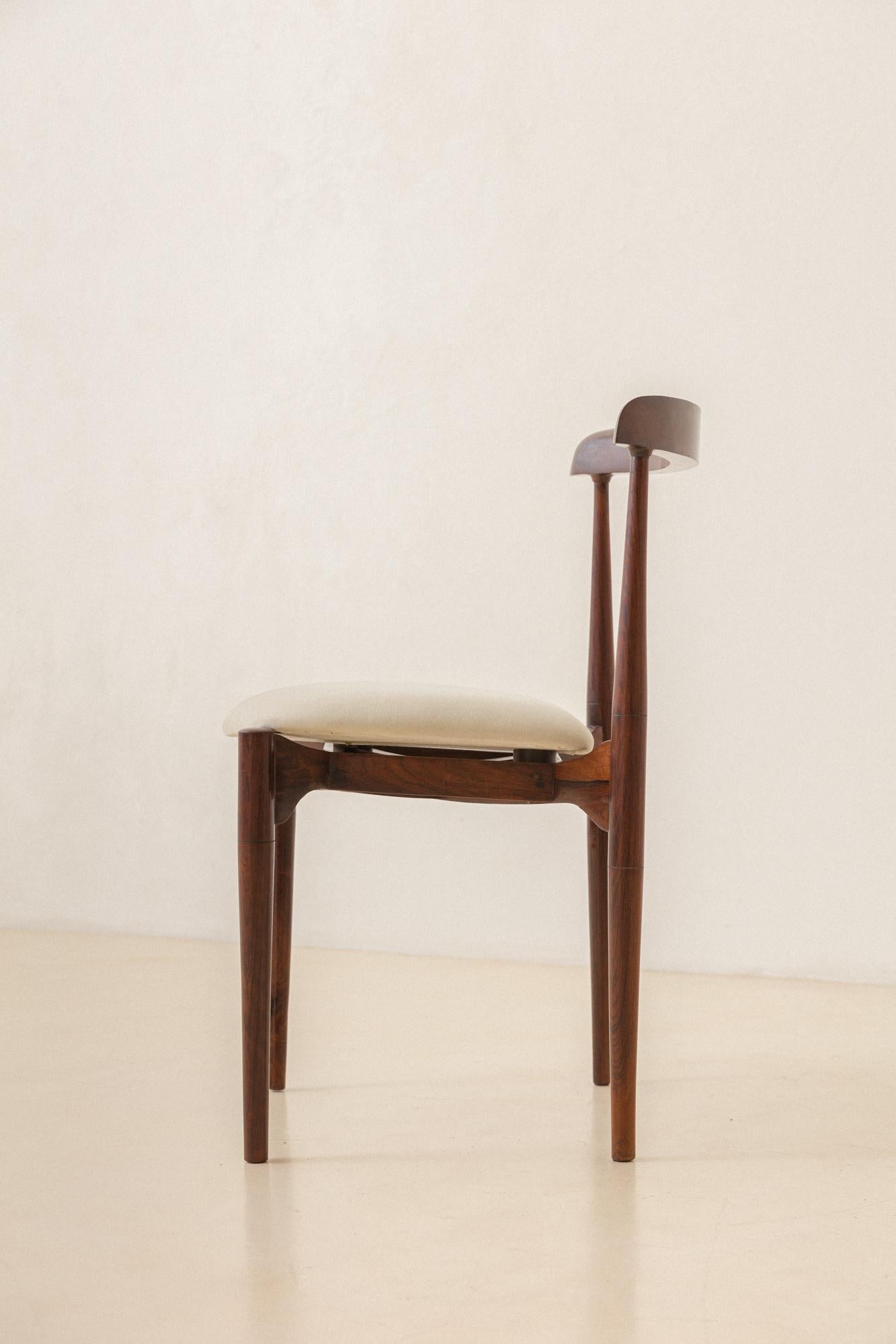 Chaise en bois de rose, Carlo Fongaro, années 1950, bois de rose, design brésilien du milieu du siècle dernier en vente 2