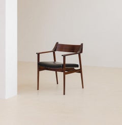 Chaise en bois de rose avec accoudoirs, par Mveis Cant, années 1960, Brésil, milieu du siècle dernier