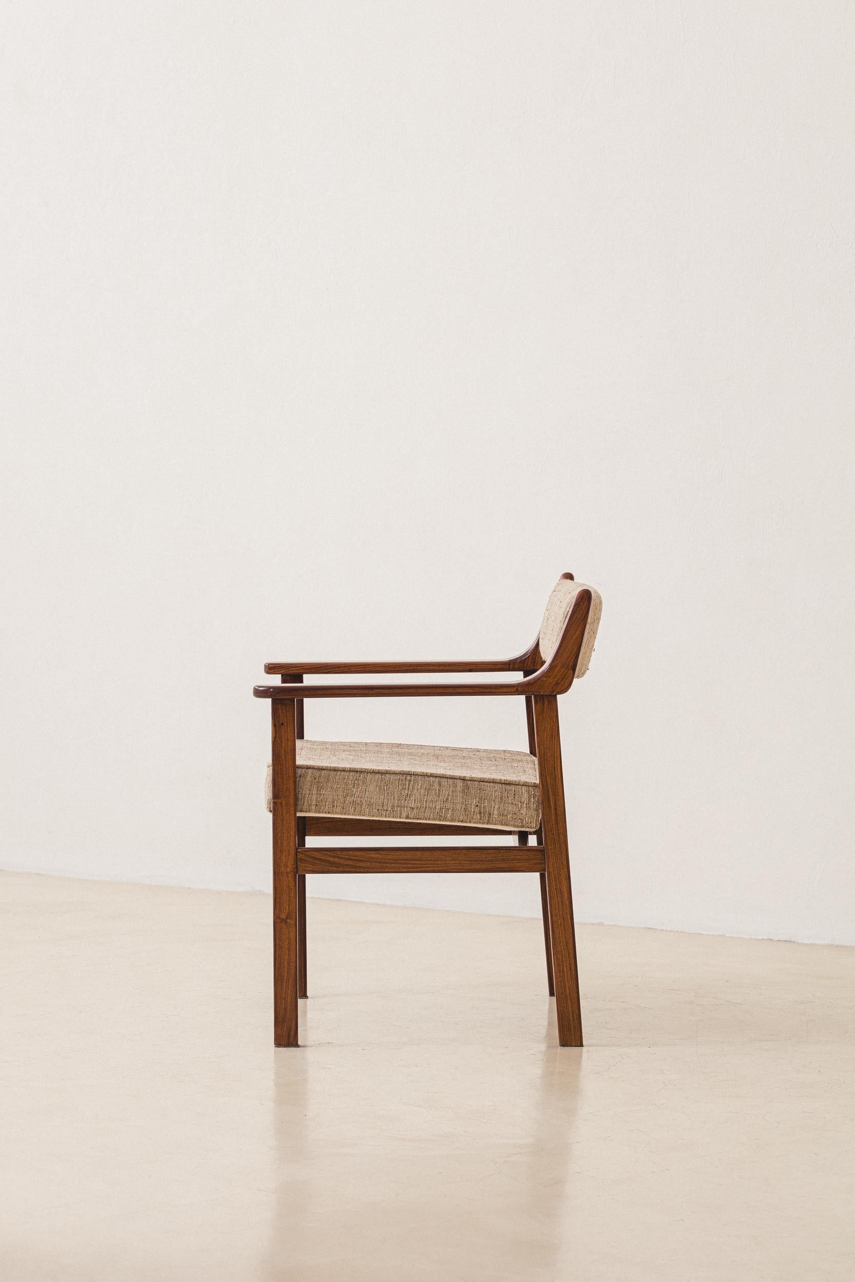 Rosewood Chair with Armrests, by Móveis Cantù, Brazilian Midcentury, 1960s For Sale 1