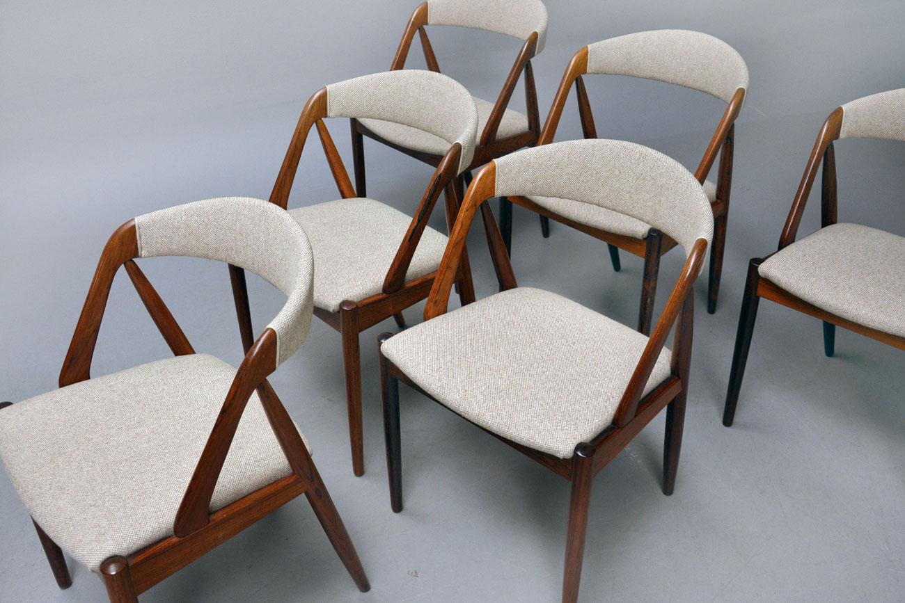 Mid-Century Modern Rosewood Chairs by Kai Kristiansen, Set of 6 Chairs