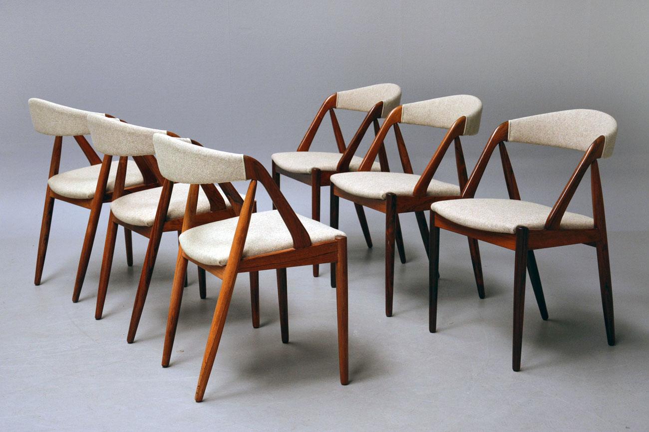 Danish Rosewood Chairs by Kai Kristiansen, Set of 6 Chairs