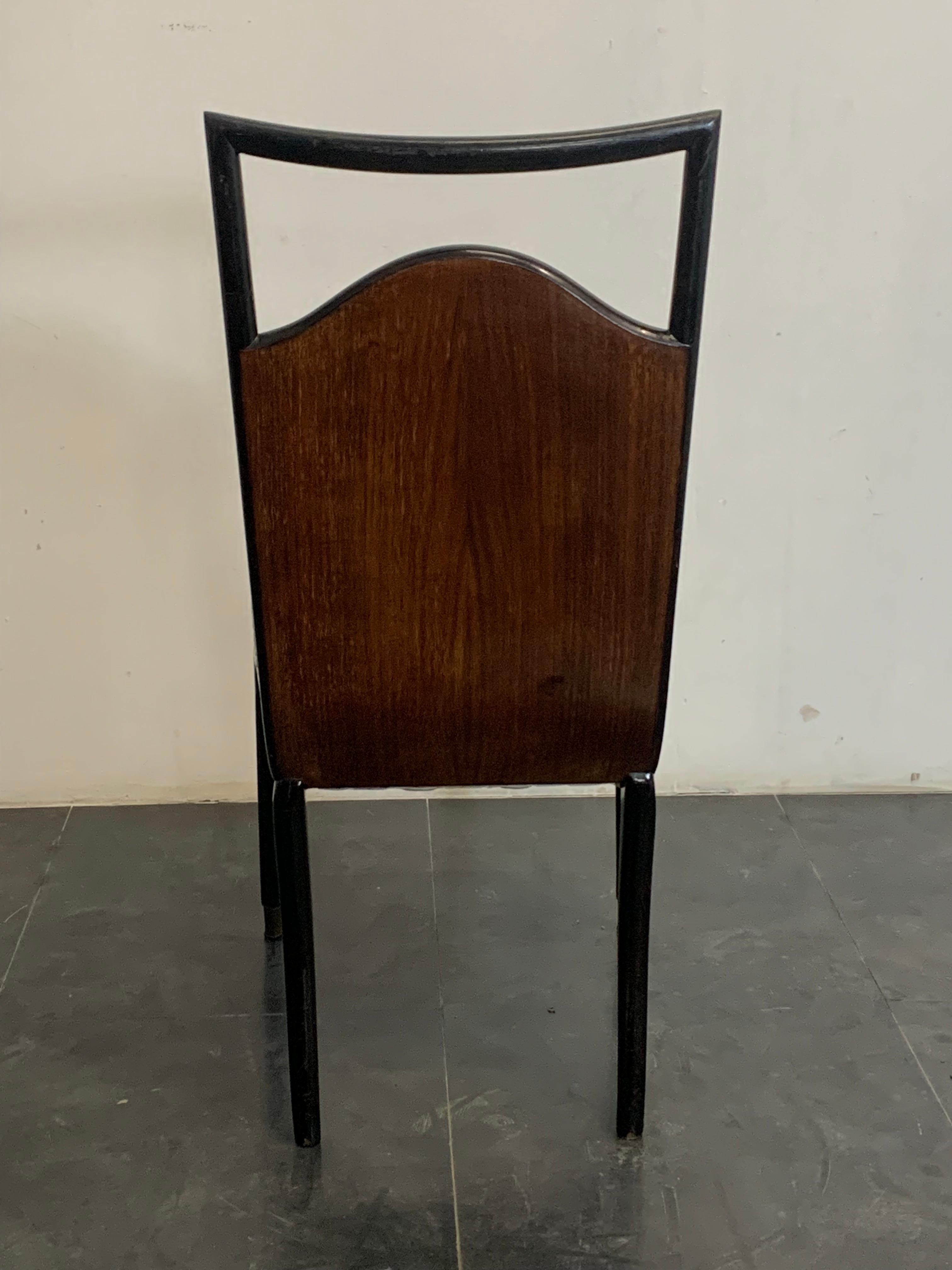 Italian Rosewood Chairs with Ebonized Profiles, 1950s, Set of 8 For Sale