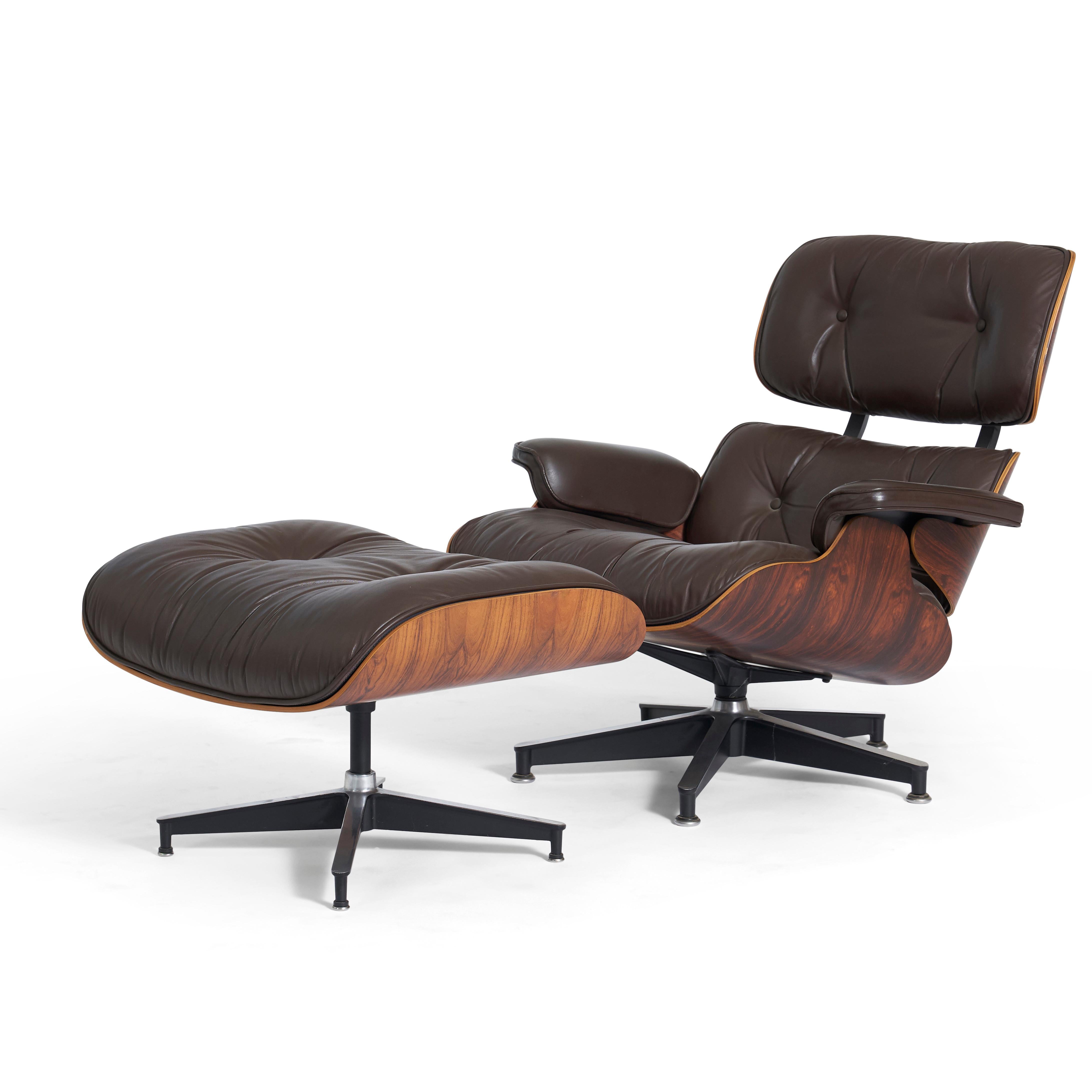 Mid-Century Modern Rosewood Charles Eames Lounge Chair, Herman Miller, Dark Brown Leather