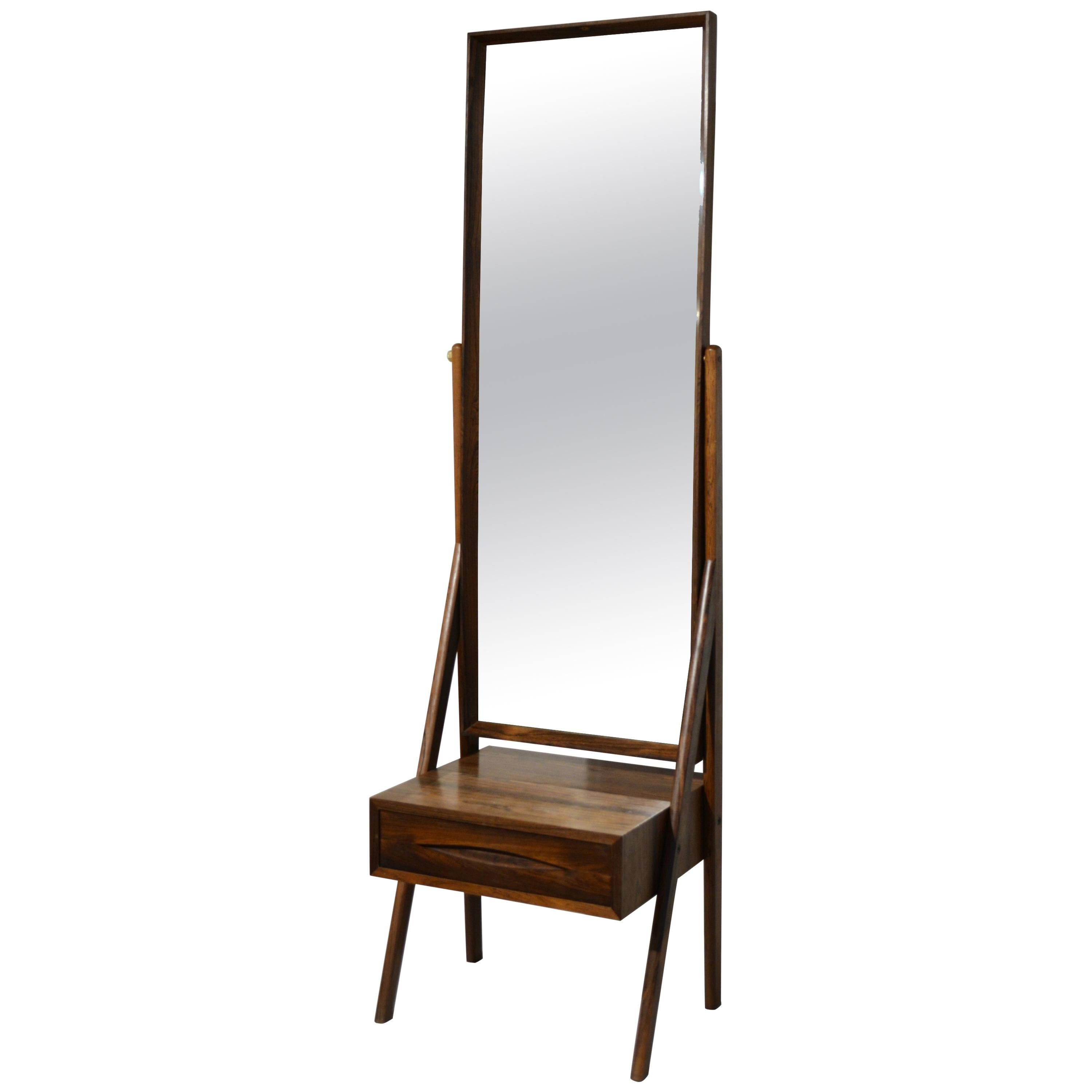 Rosewood Cheval Floor Mirror by Arne Vodder