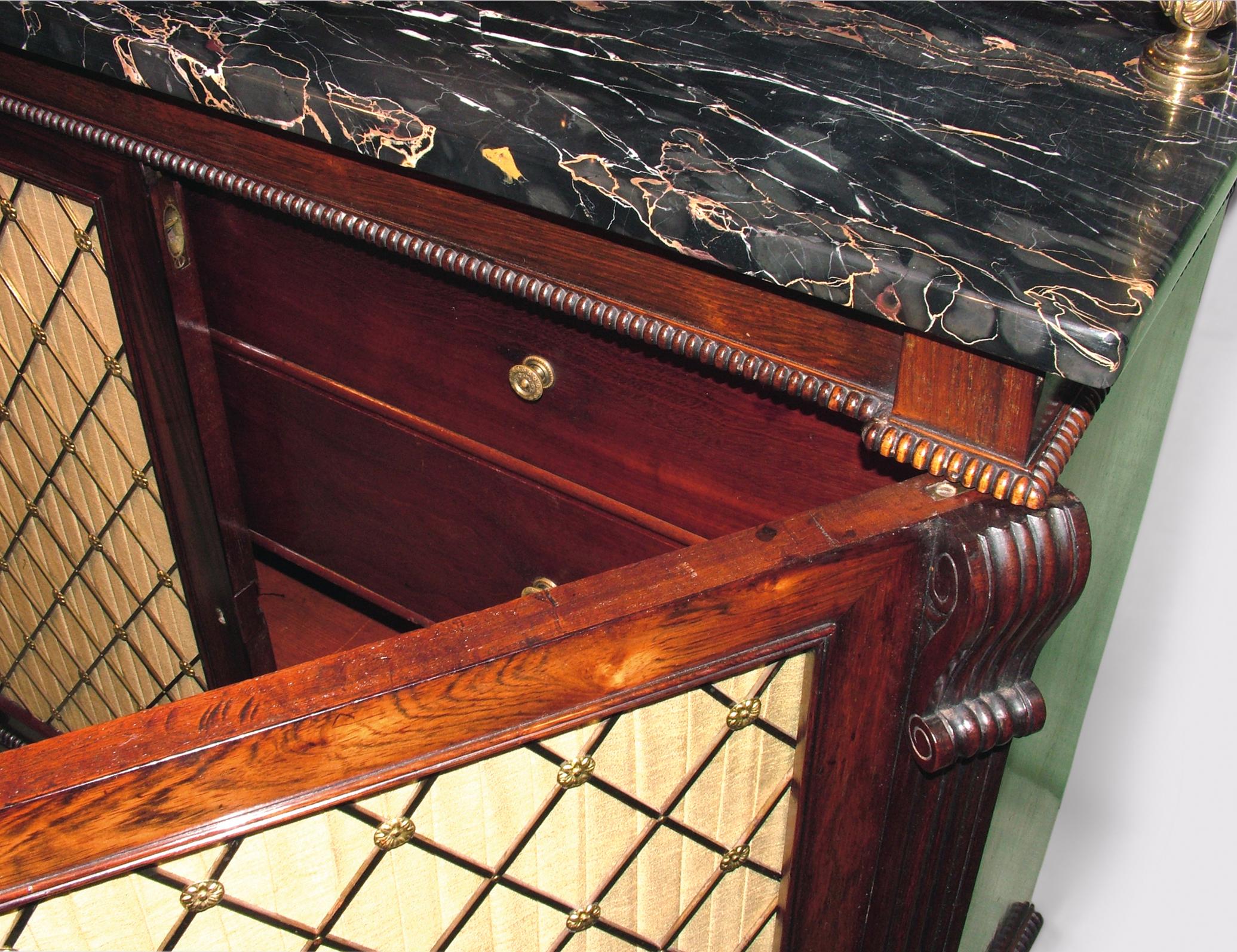 English Rosewood Chiffonier Marble Top and Upper Part
