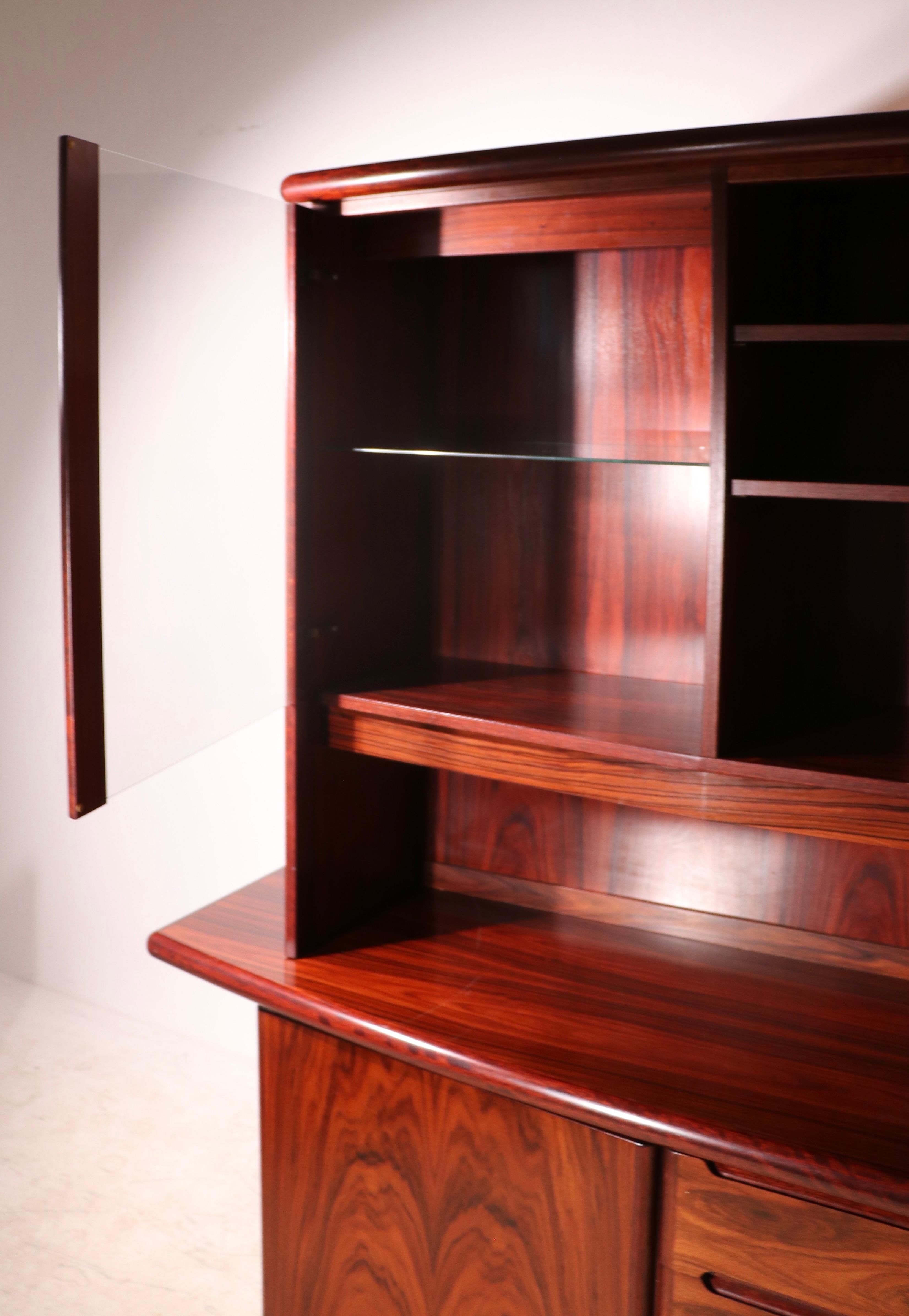 Scandinavian Modern Rosewood China Cabinet Sideboard Display Case by Skovby Denmark 1960’s