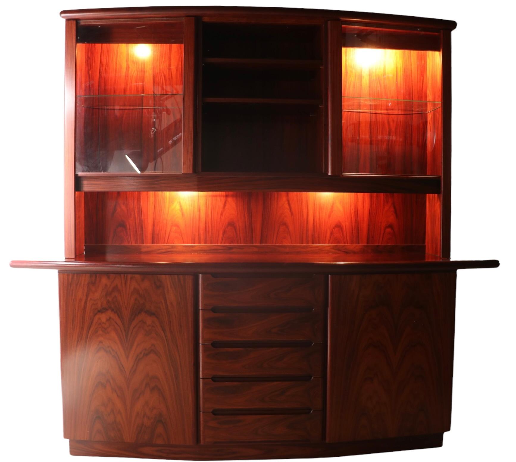 20th Century Rosewood China Cabinet Sideboard Display Case by Skovby Denmark 1960’s