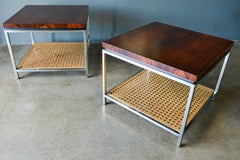 Rosewood, Chrome and Cane Side Tables by Milo Baughman, circa 1970