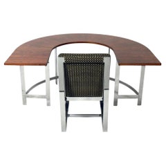 Retro Rosewood & Chrome Arc Desk and Chair