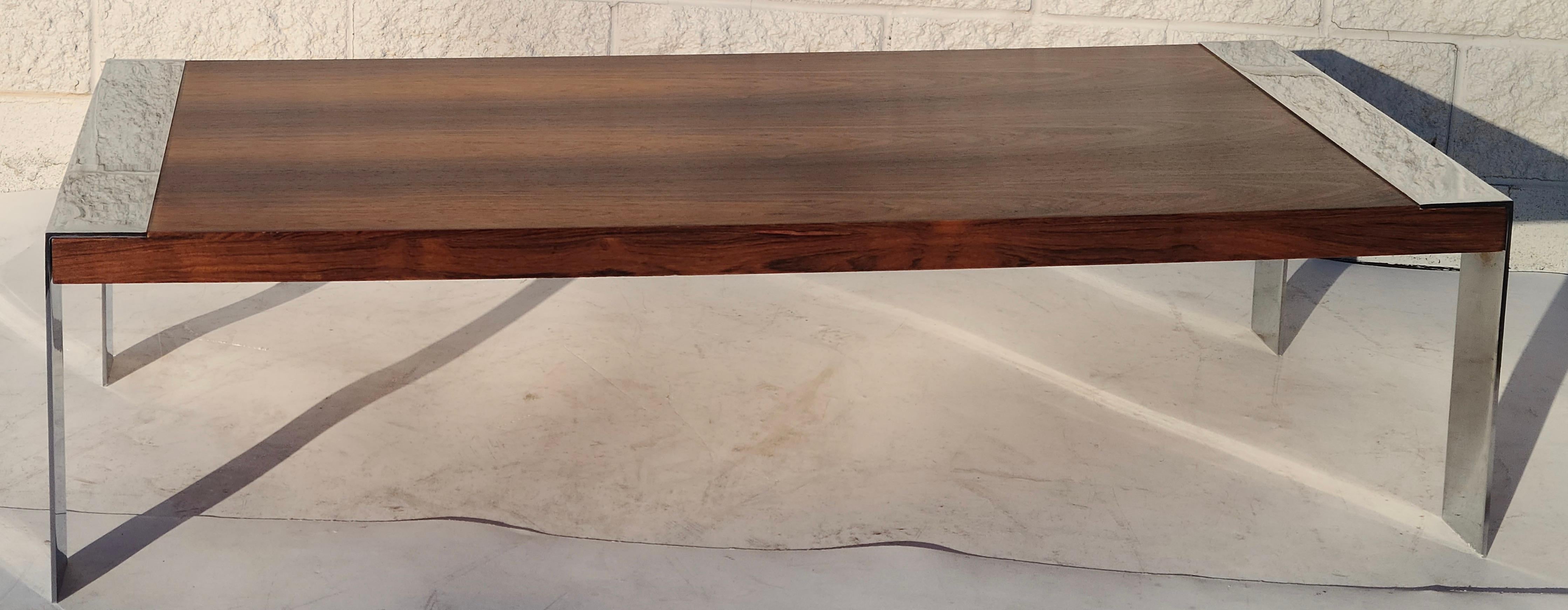 Rosewood Chrome Coffee Table in the style of Milo Baughman Thayer Coggin 6