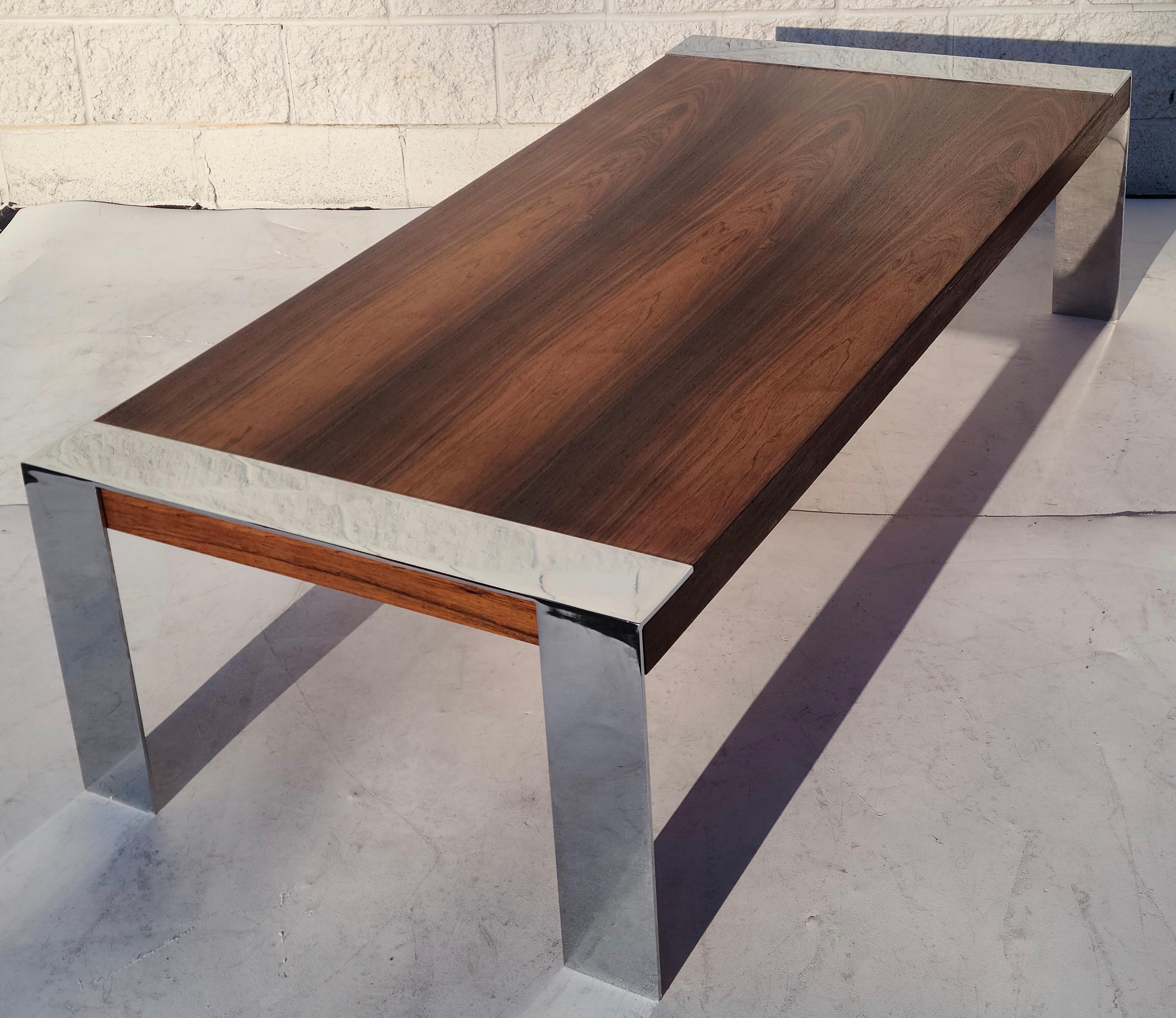 Rosewood Chrome Coffee Table in the style of Milo Baughman Thayer Coggin 7